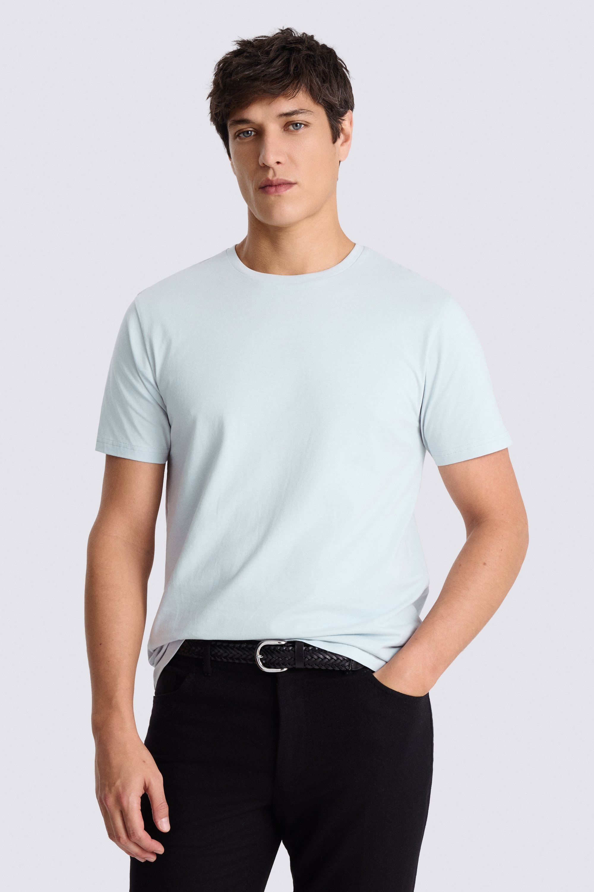Light Blue Cotton Crew-Neck T-Shirt