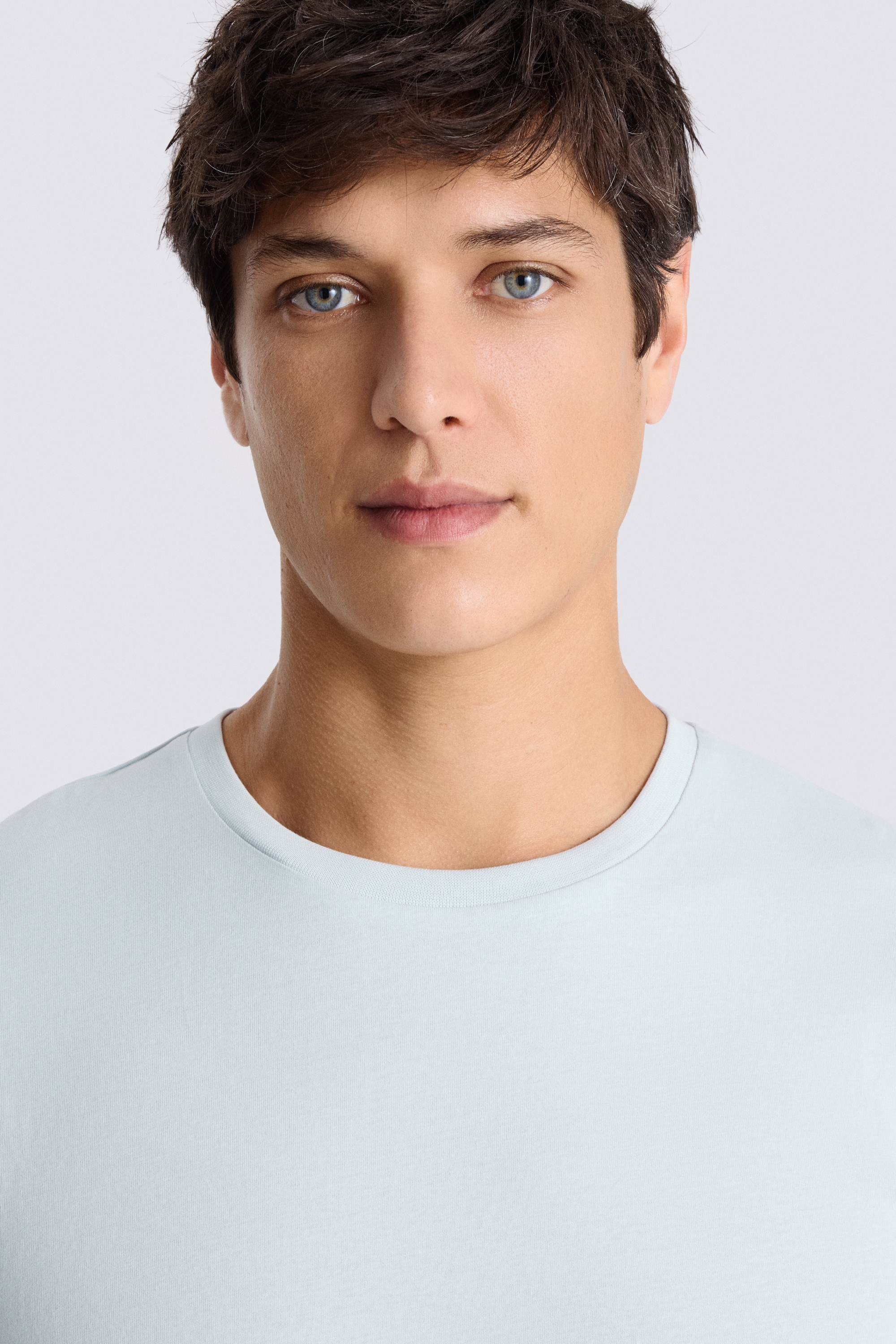 Light Blue Cotton Crew-Neck T-Shirt