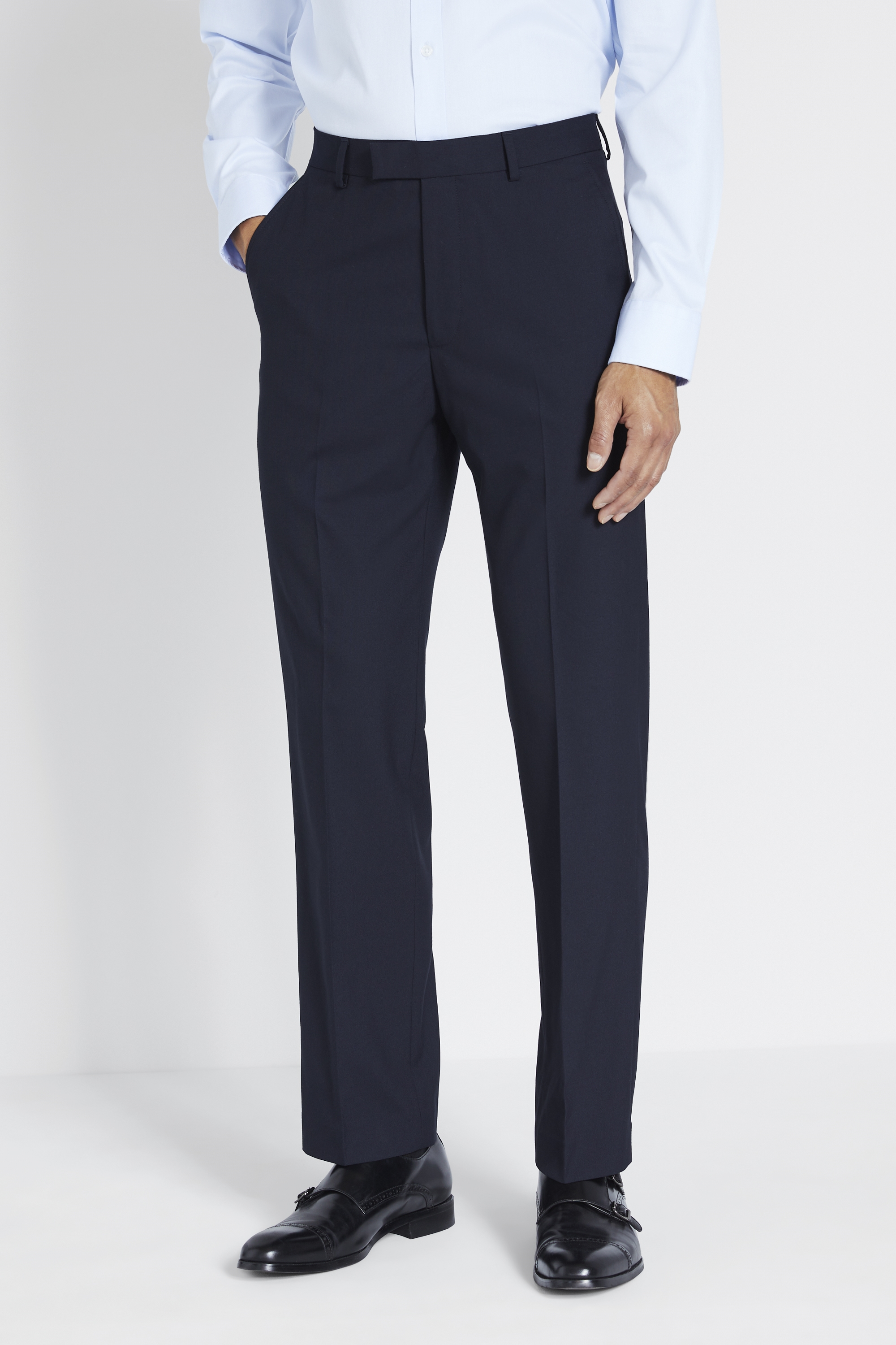 Regular Fit Navy Trousers | Buy Online at Moss