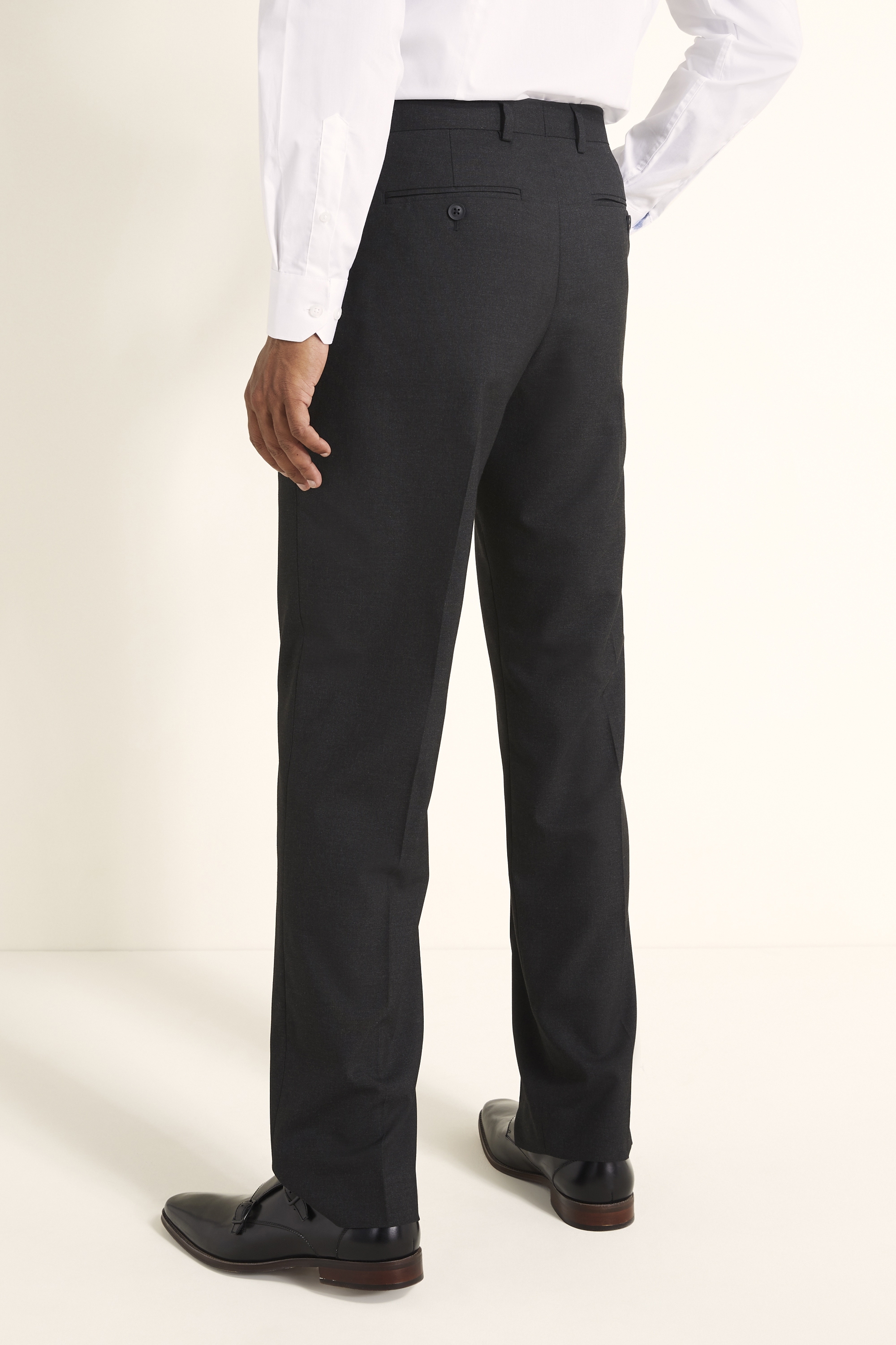 Regular Fit Charcoal Plain Trousers