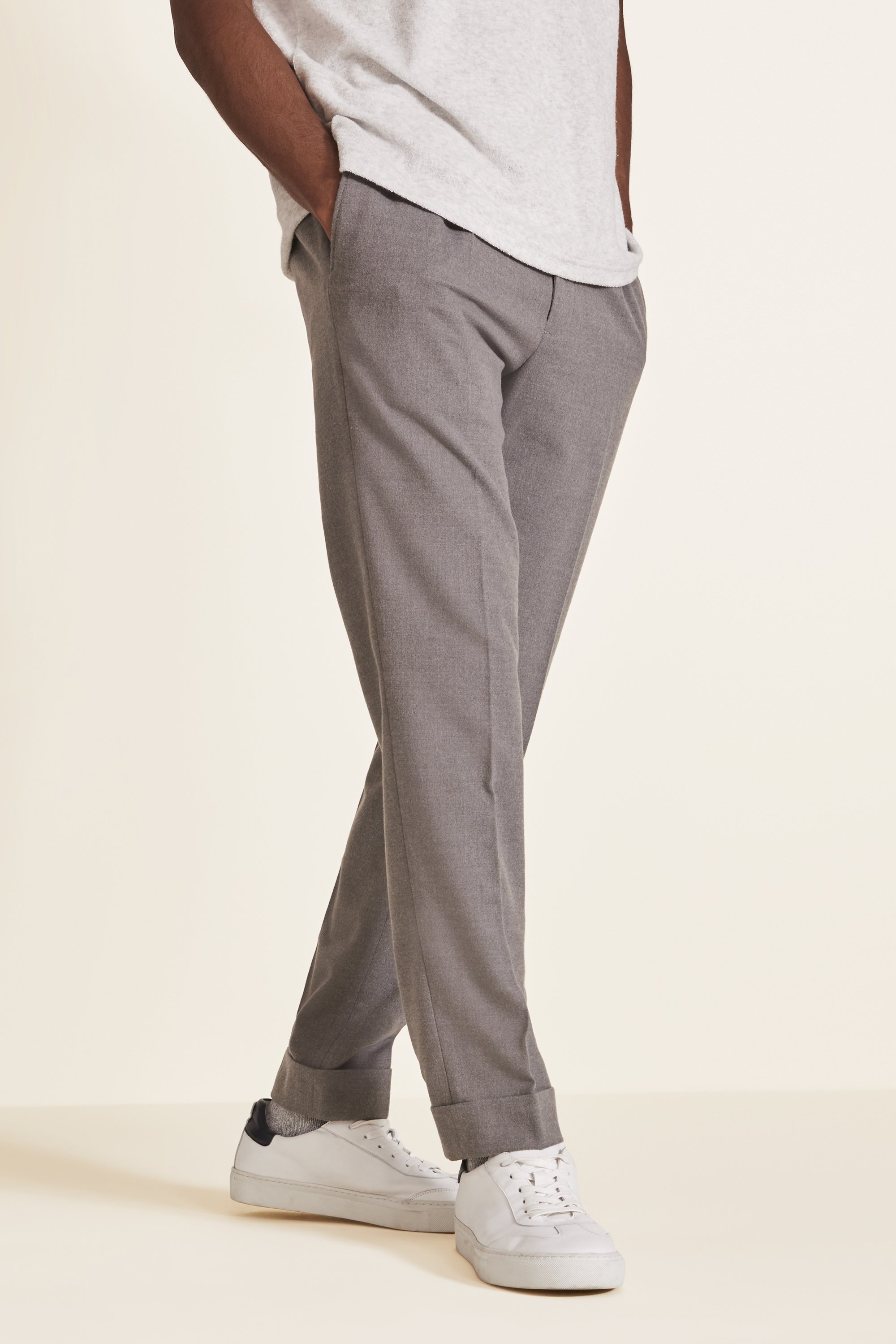 Tailored Fit Grey Stripe Pants