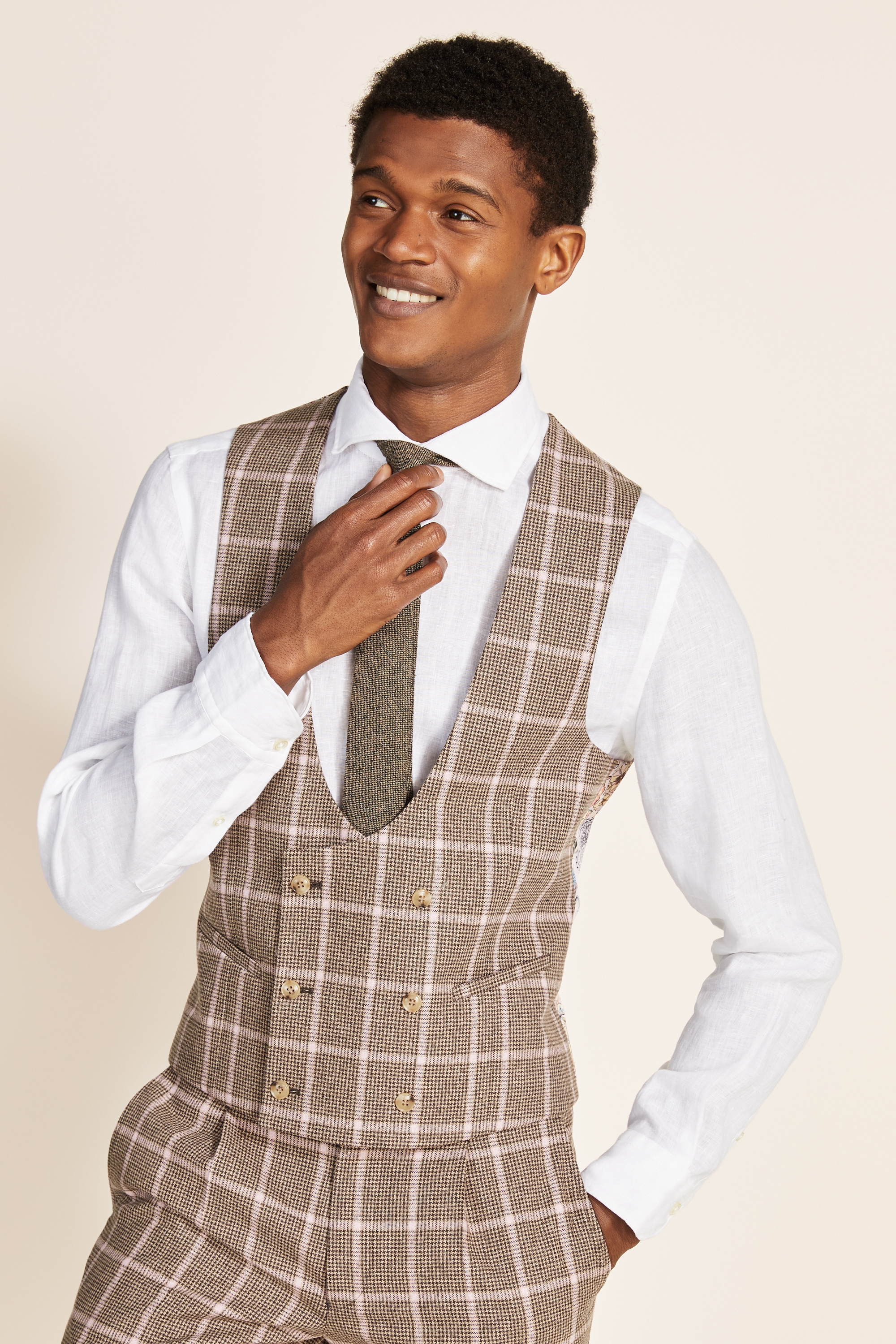 mens pink tweed suit