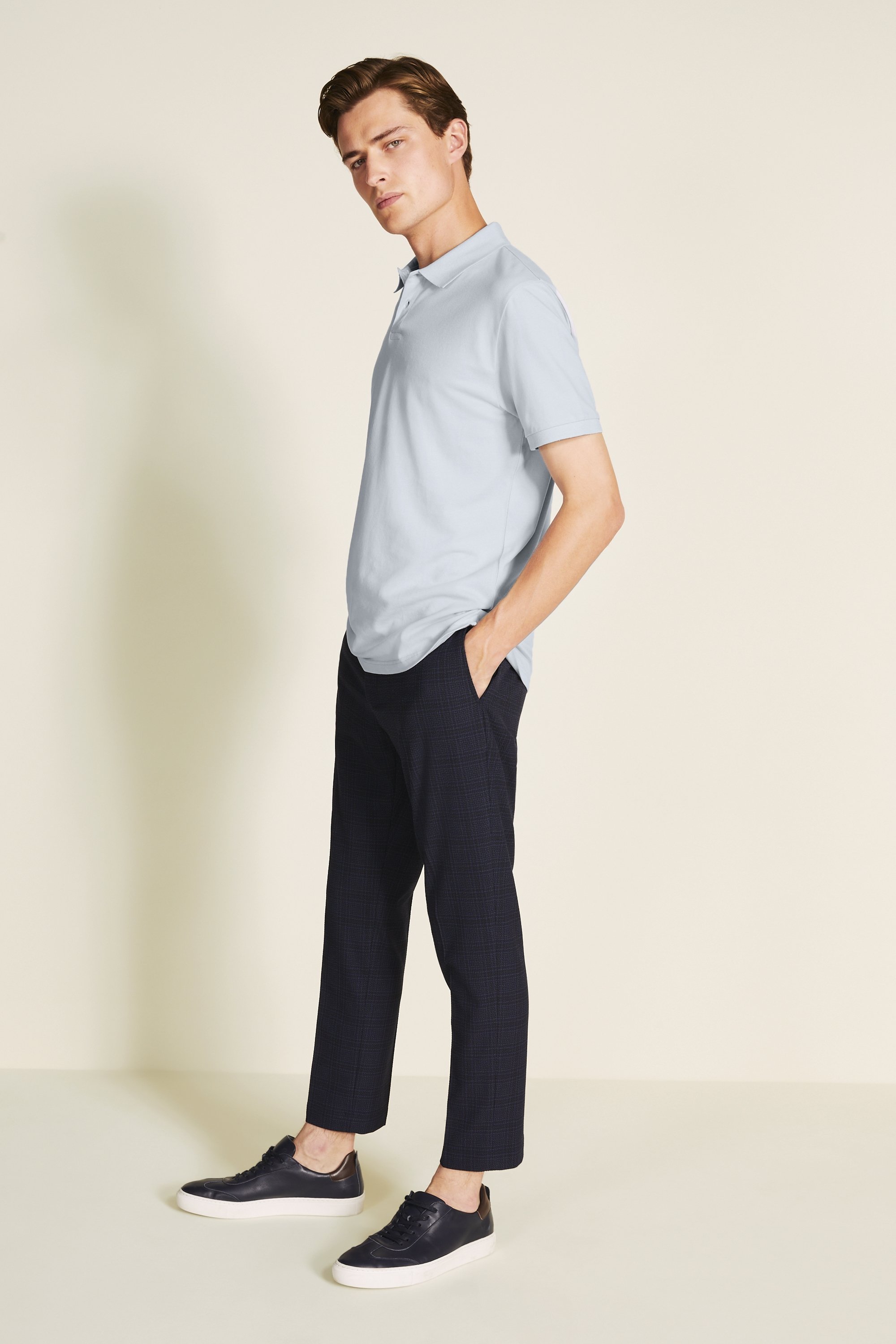 Slim Fit Navy Seersucker Trouser