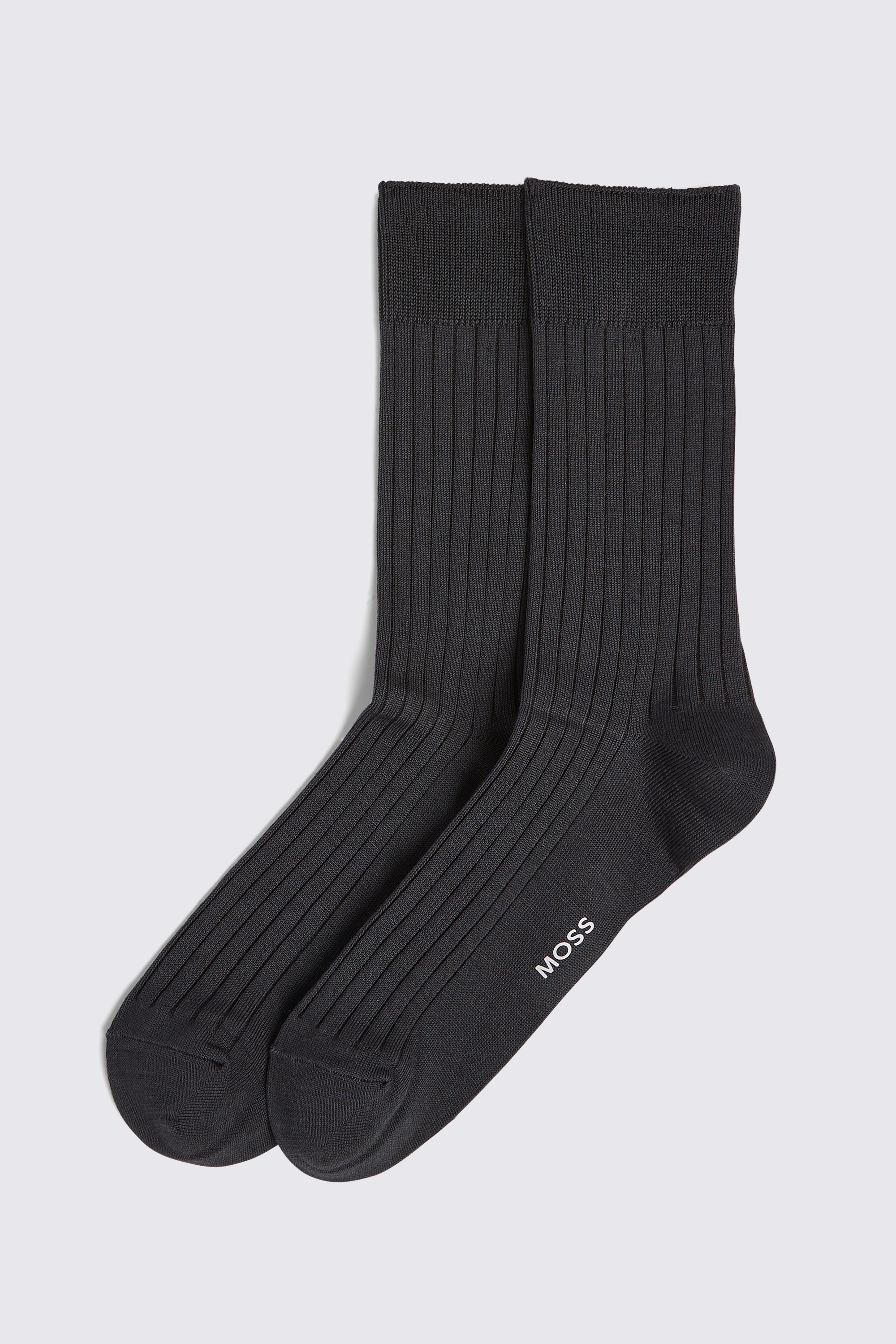 Charcoal Fine Ribbed Socks | Buy Online at Moss