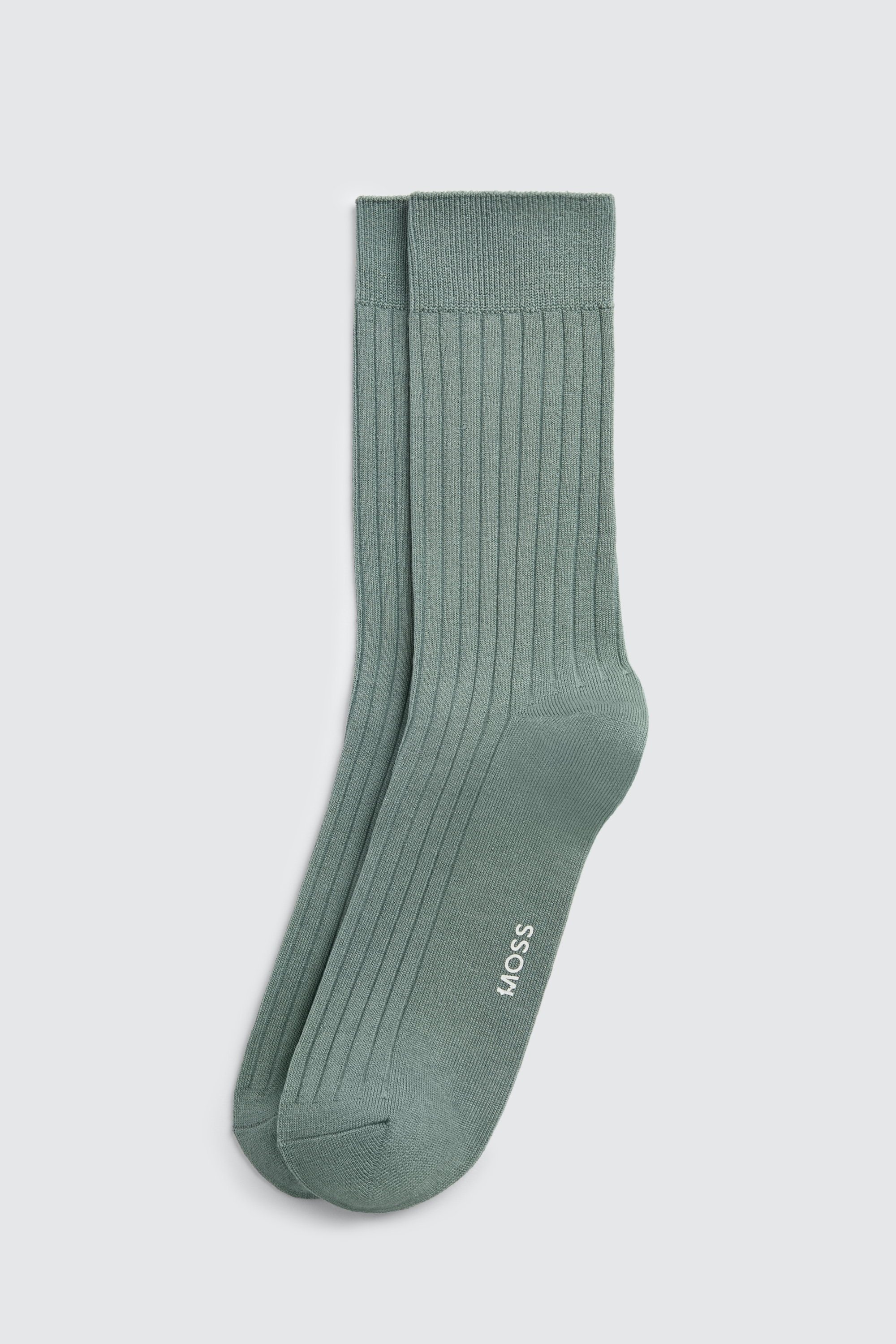 Dark Sage Fine Ribbed Socks | Buy Online at Moss