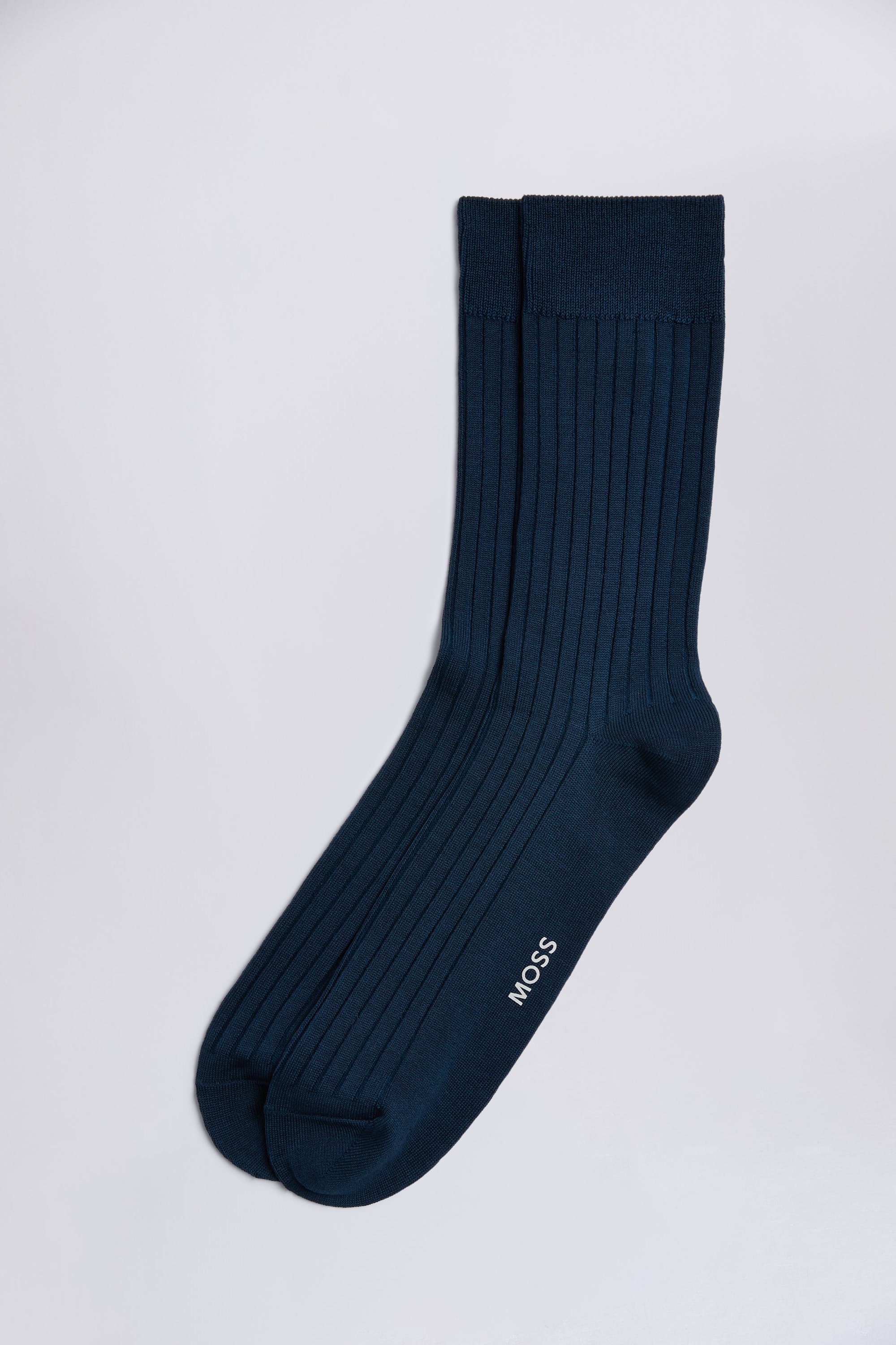 Indigo Fine Ribbed Socks | Buy Online at Moss