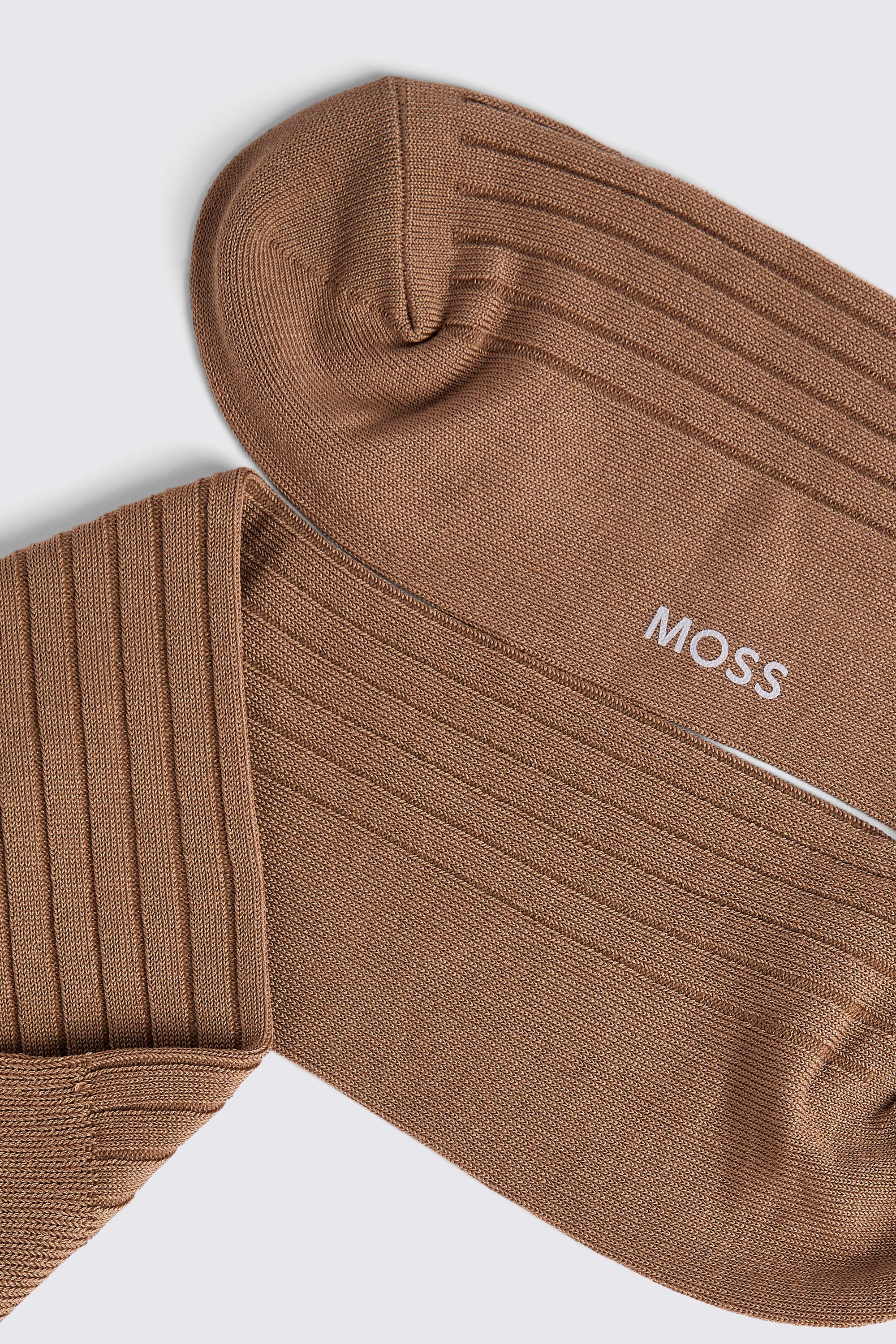 Taupe Fine Ribbed Socks