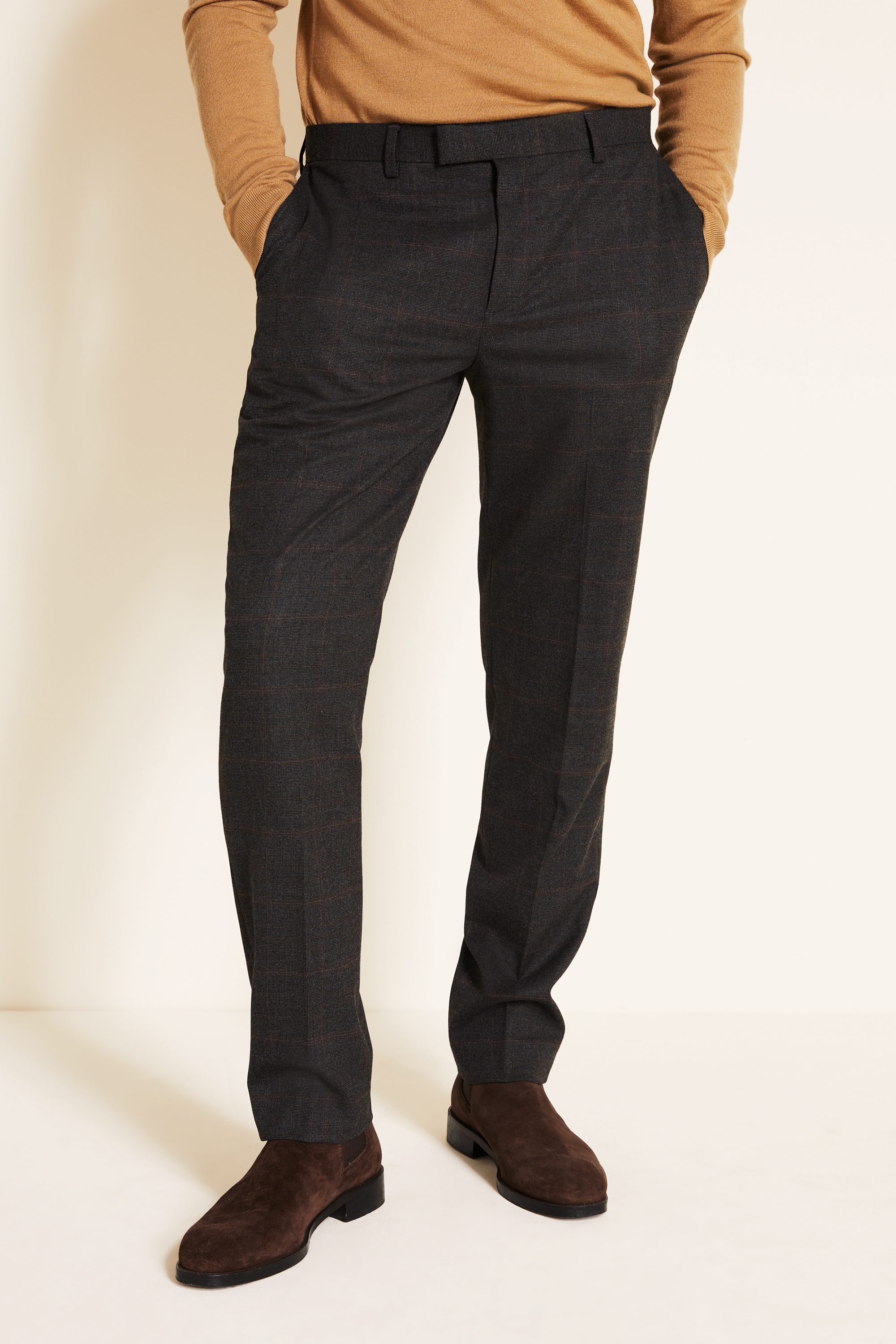 Tailored Fit Charcoal CheckPant