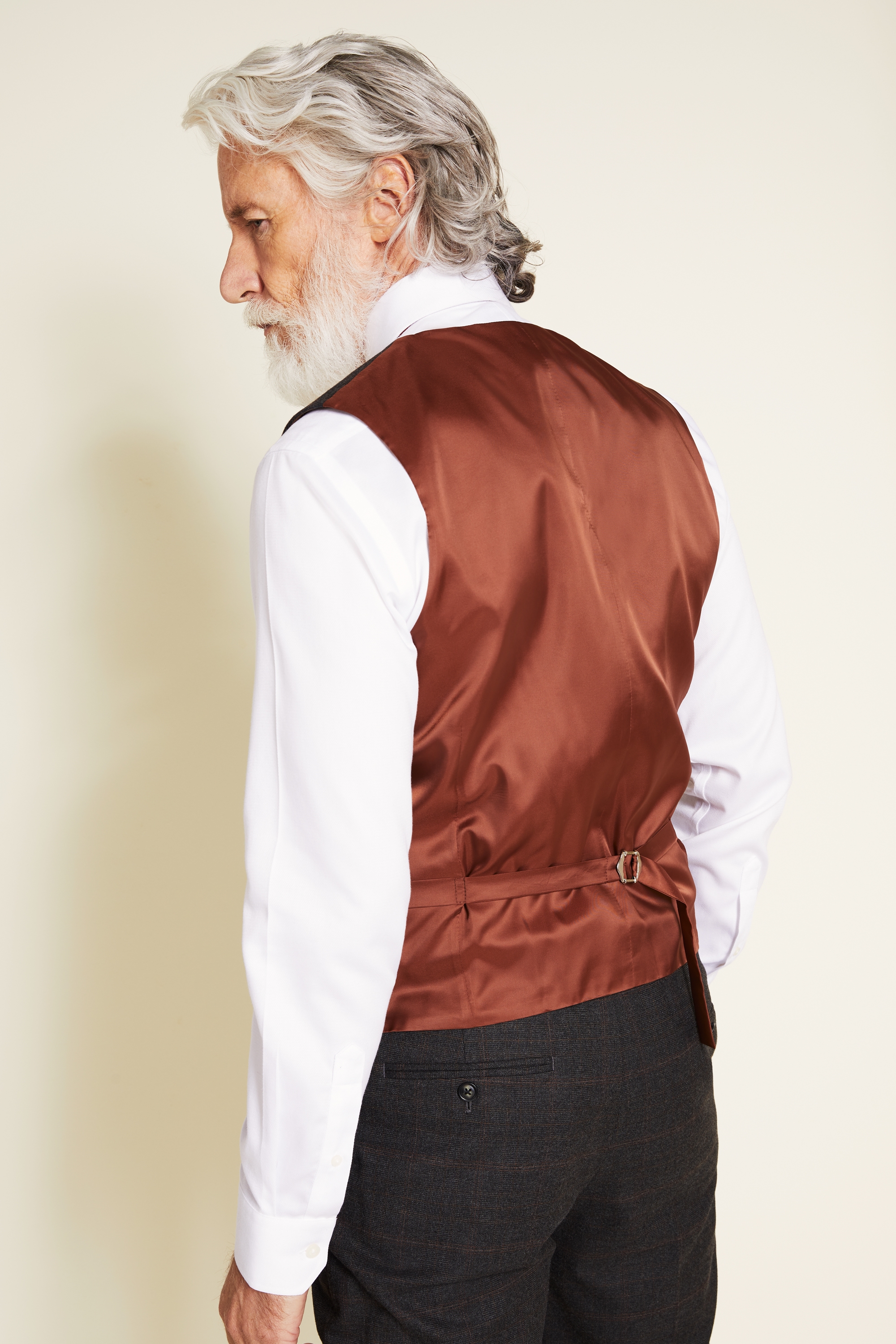 Tailored Fit Charcoal Orange Check Vest