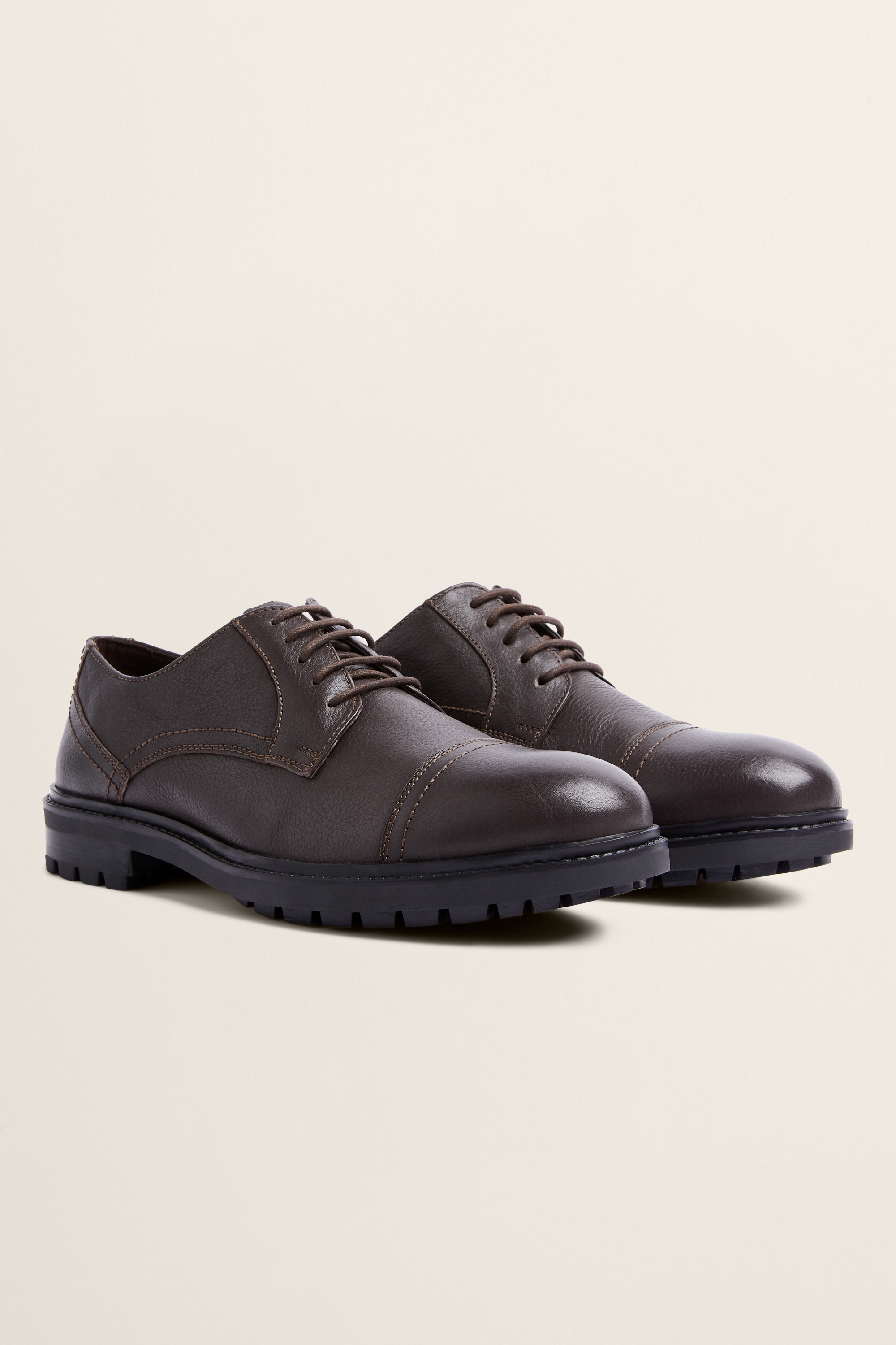 Beckton Brown Grained Leather Chunky Derby