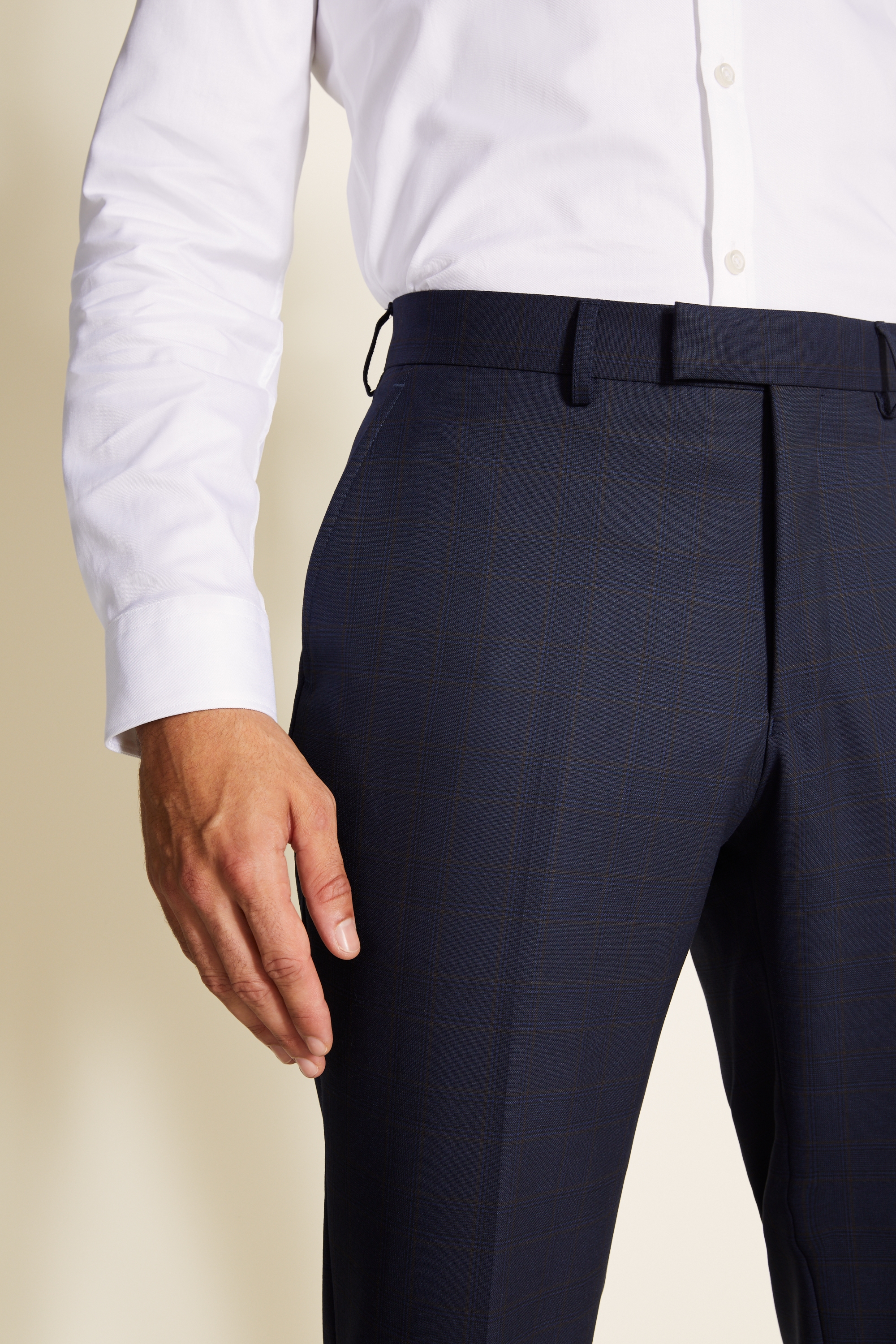 Regular Fit Navy and Red Check Trouser | Buy Online at Moss