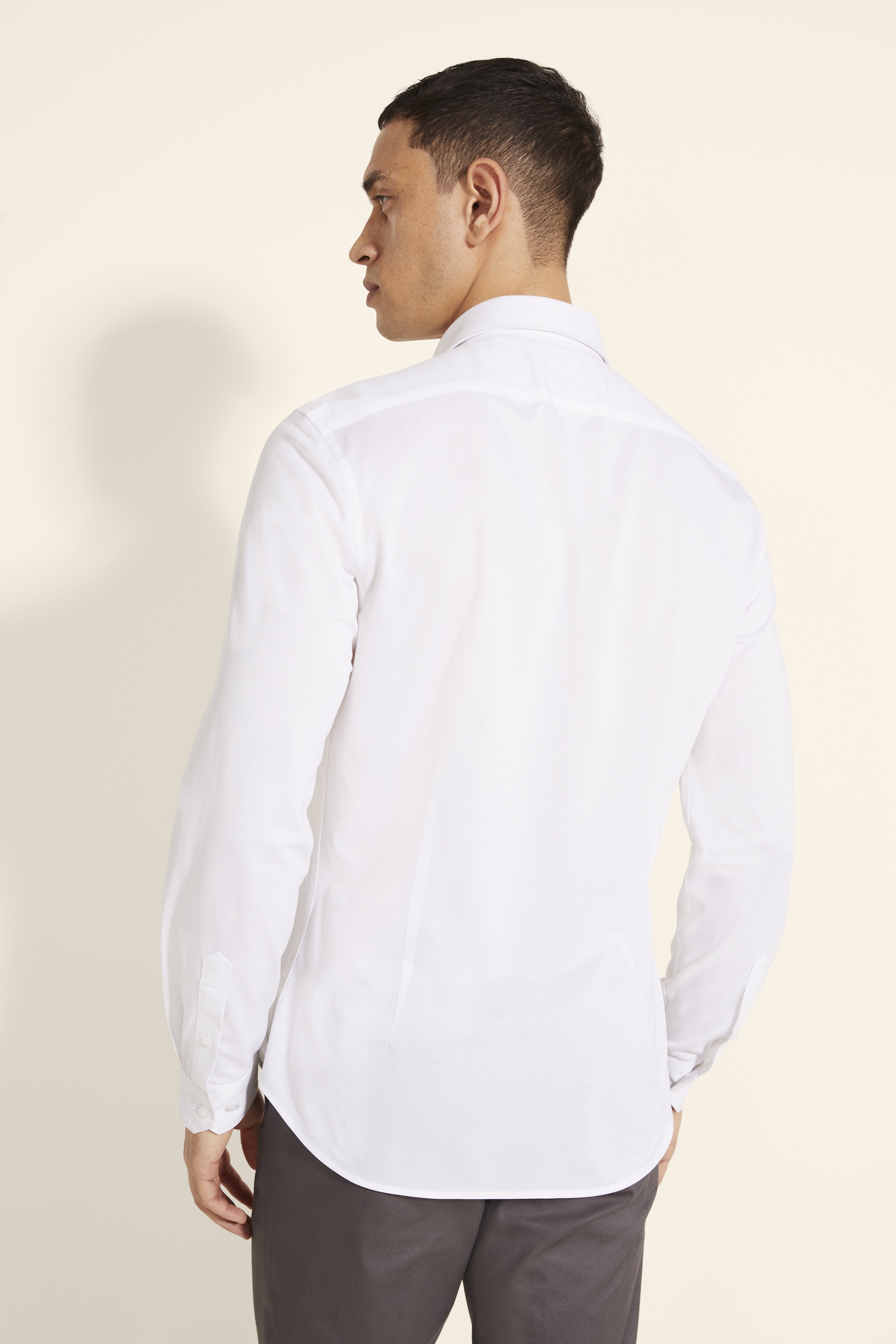 Slim Fit White Knit Shirt