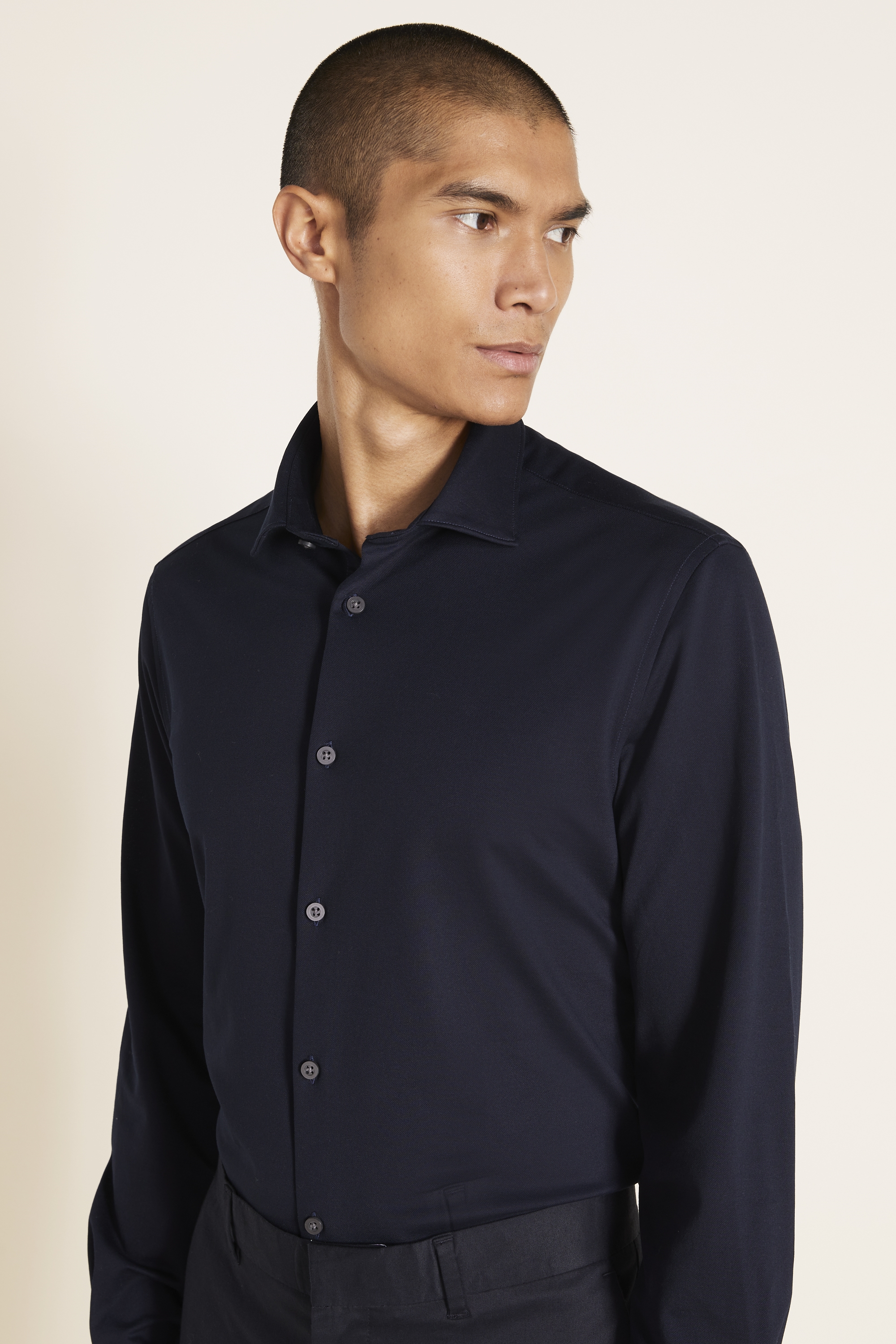 Slim Fit Navy Knit Shirt