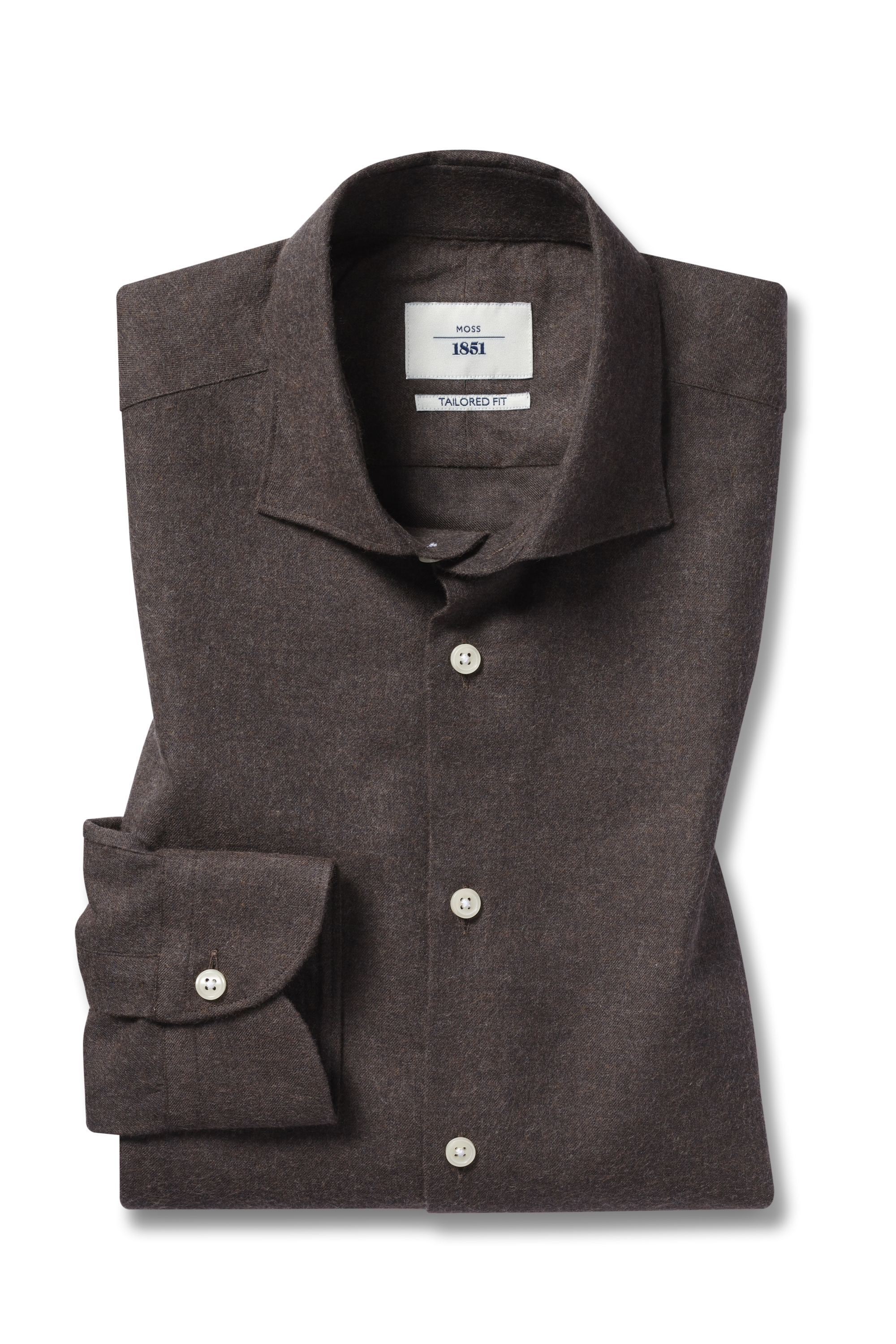 Tailored Fit Brown Brushed Melange Shirt