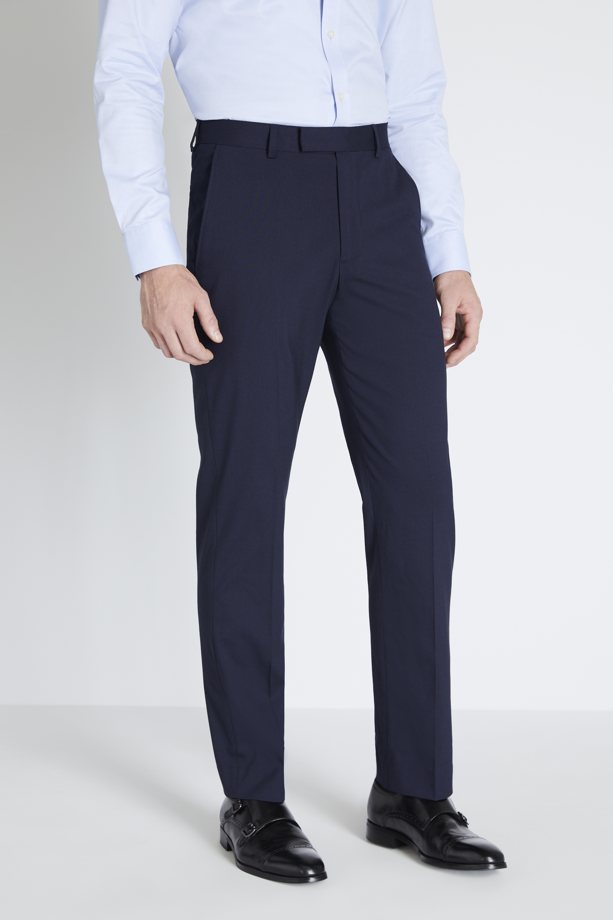 Regular Fit Blue Sharkskin Trousers | Buy Online at Moss