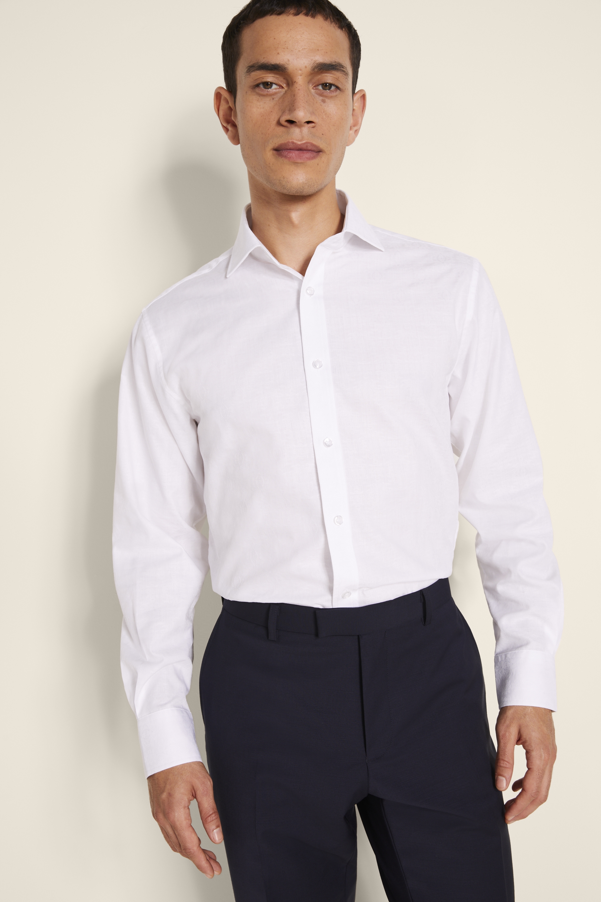 Regular Fit White Jacquard Shirt | Buy Online at Moss