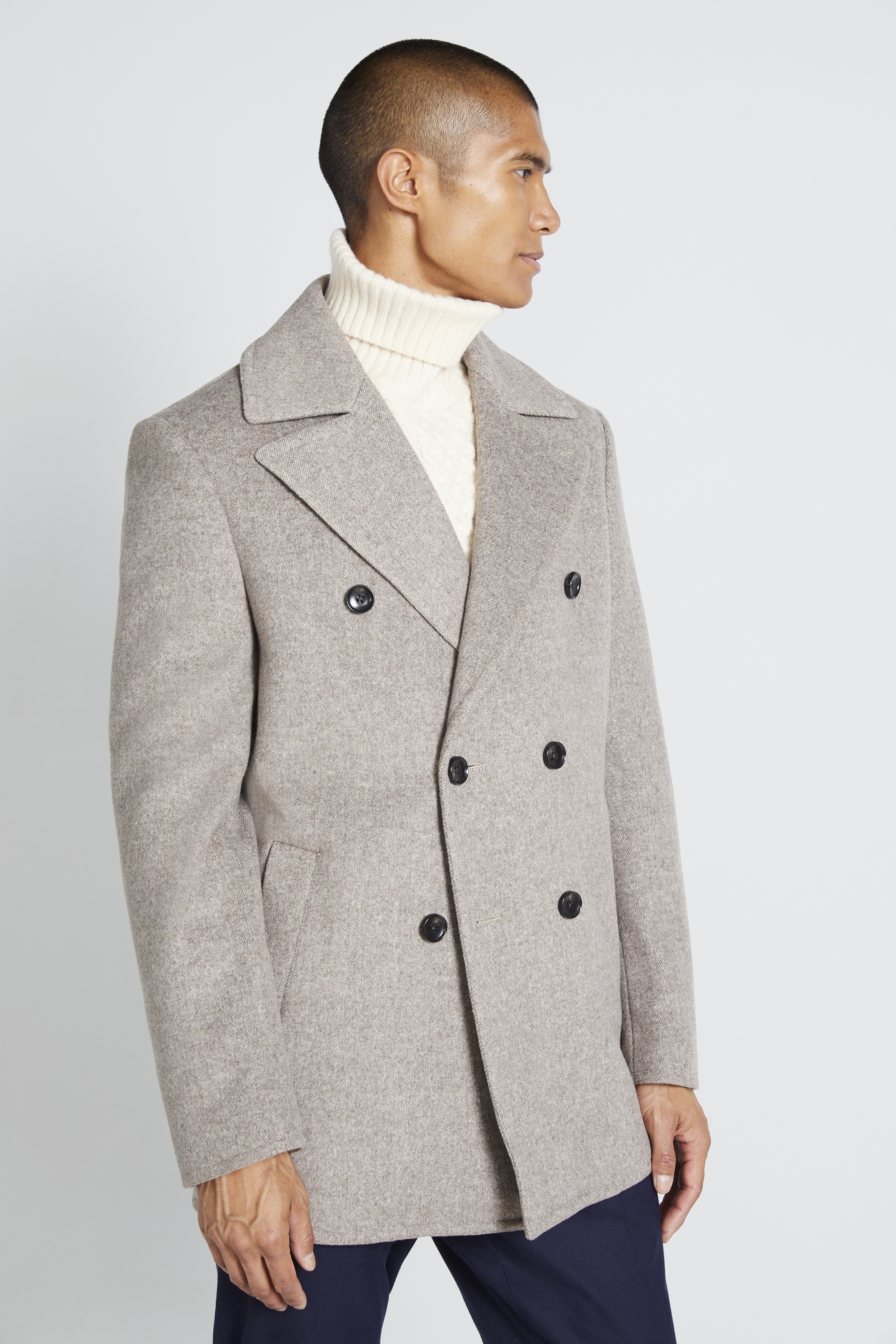 mens grey wool pea coat