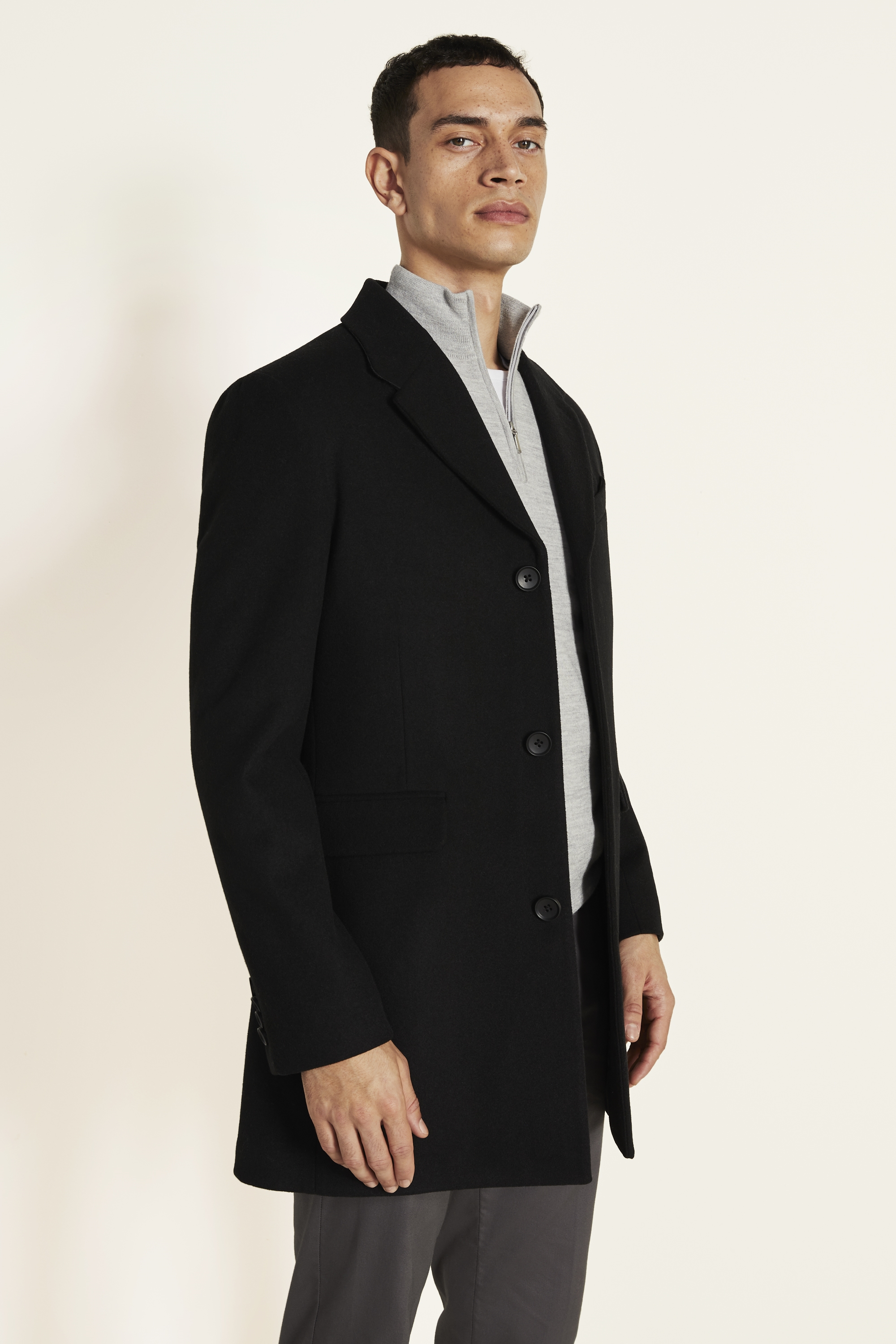 calvin klein black overcoat