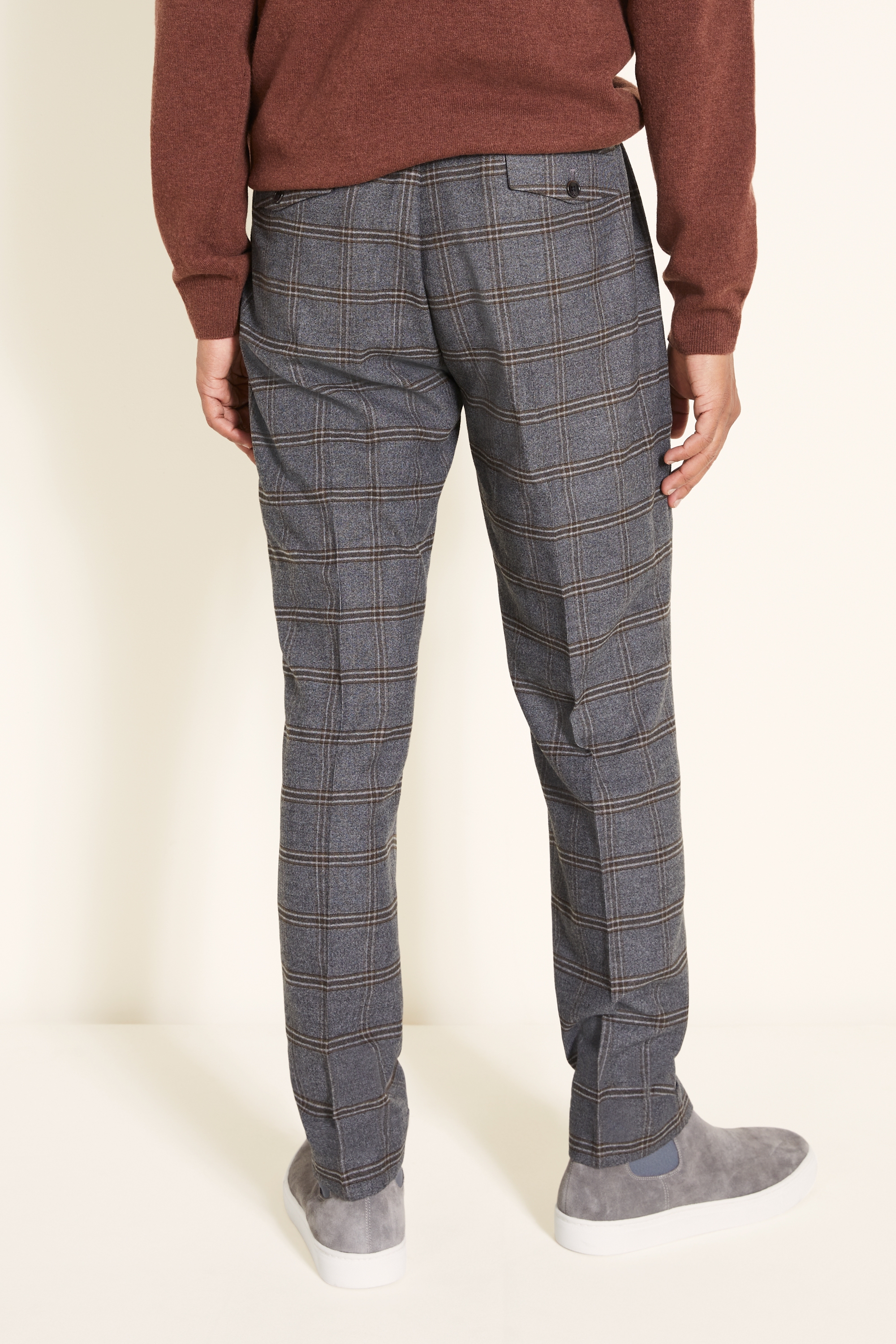 Tailored Fit Charcoal Check Trousers | Buy Online at Moss