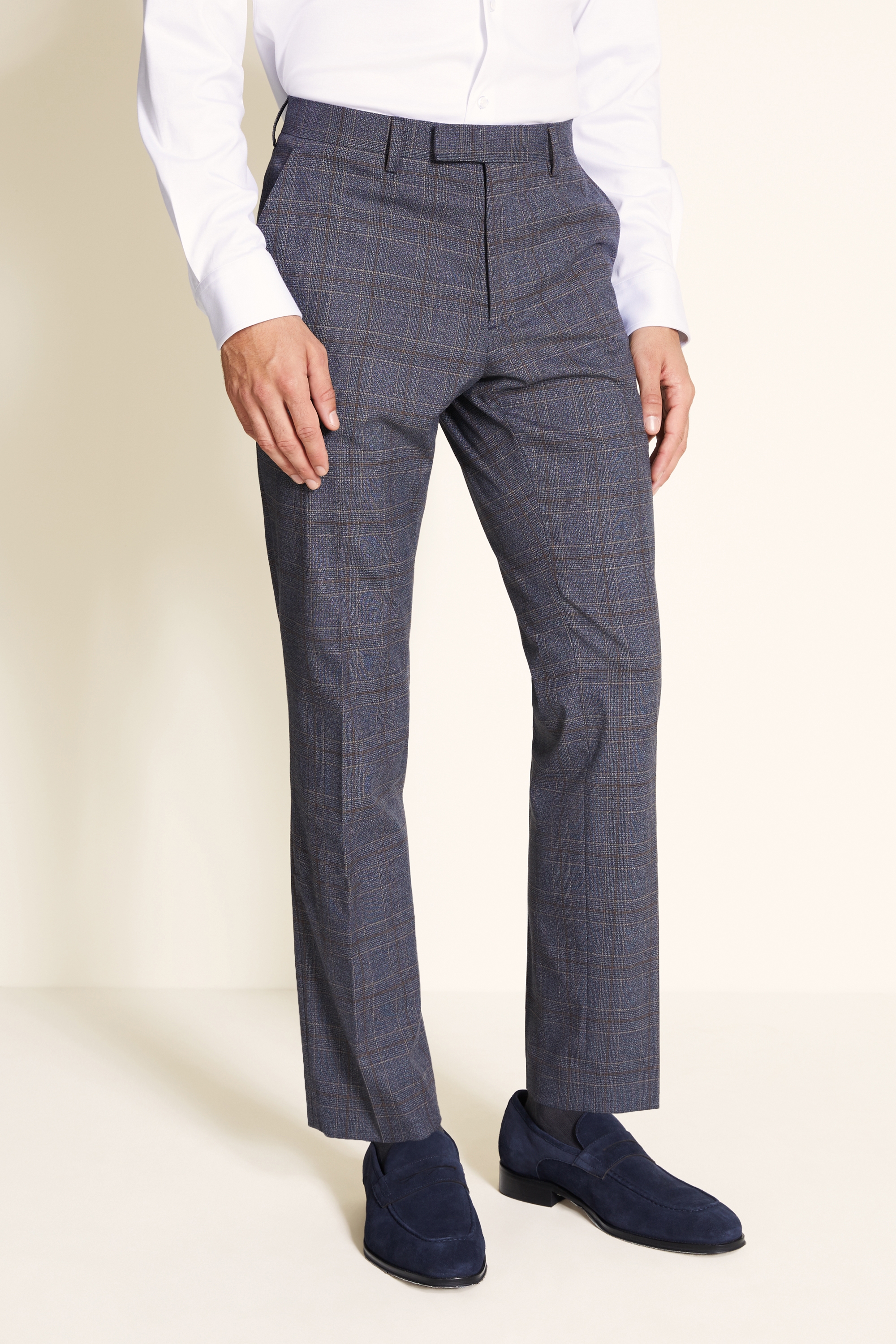 Slim Fit Charcoal Brown Check Pant