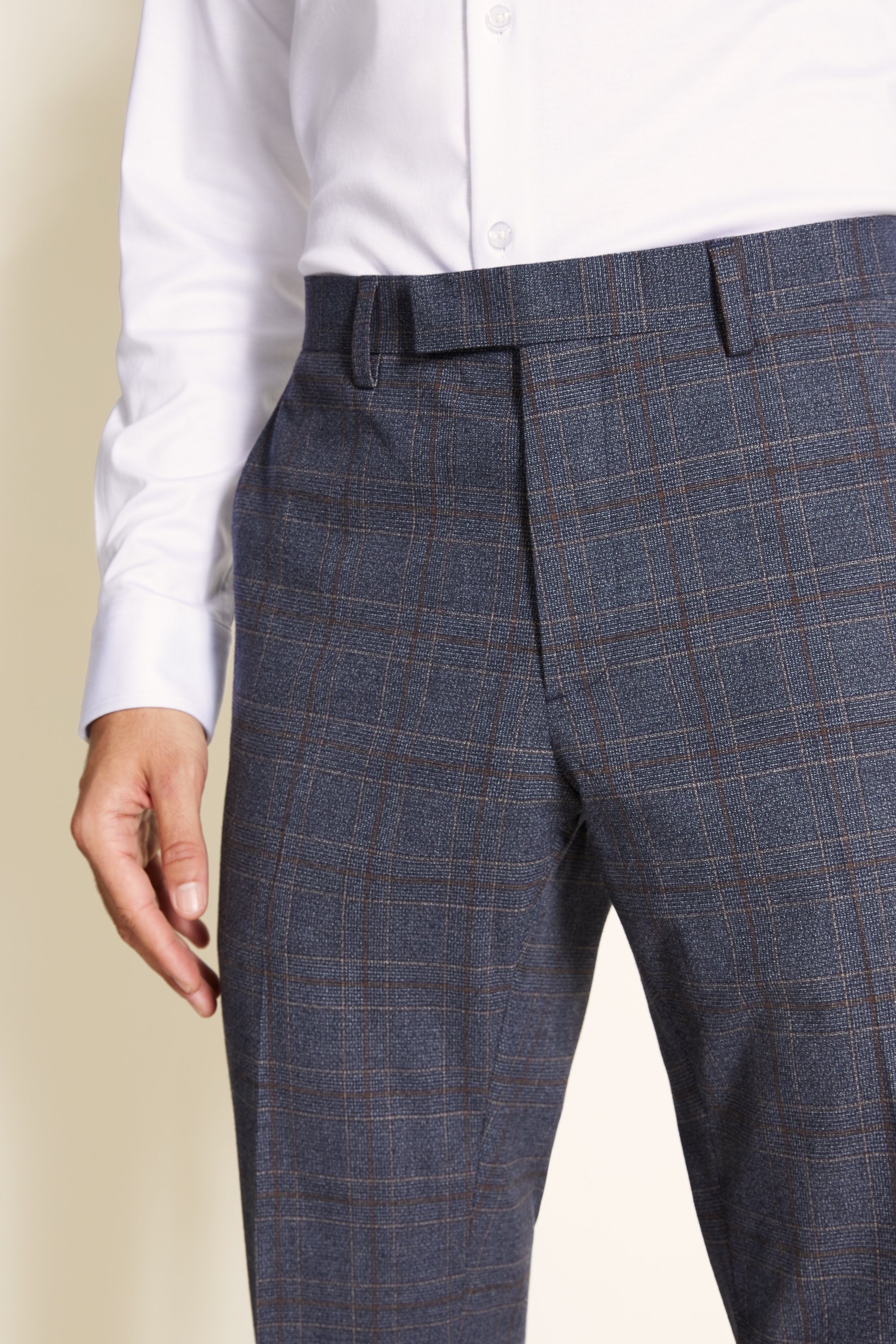 Slim Fit Charcoal Brown Check Pant