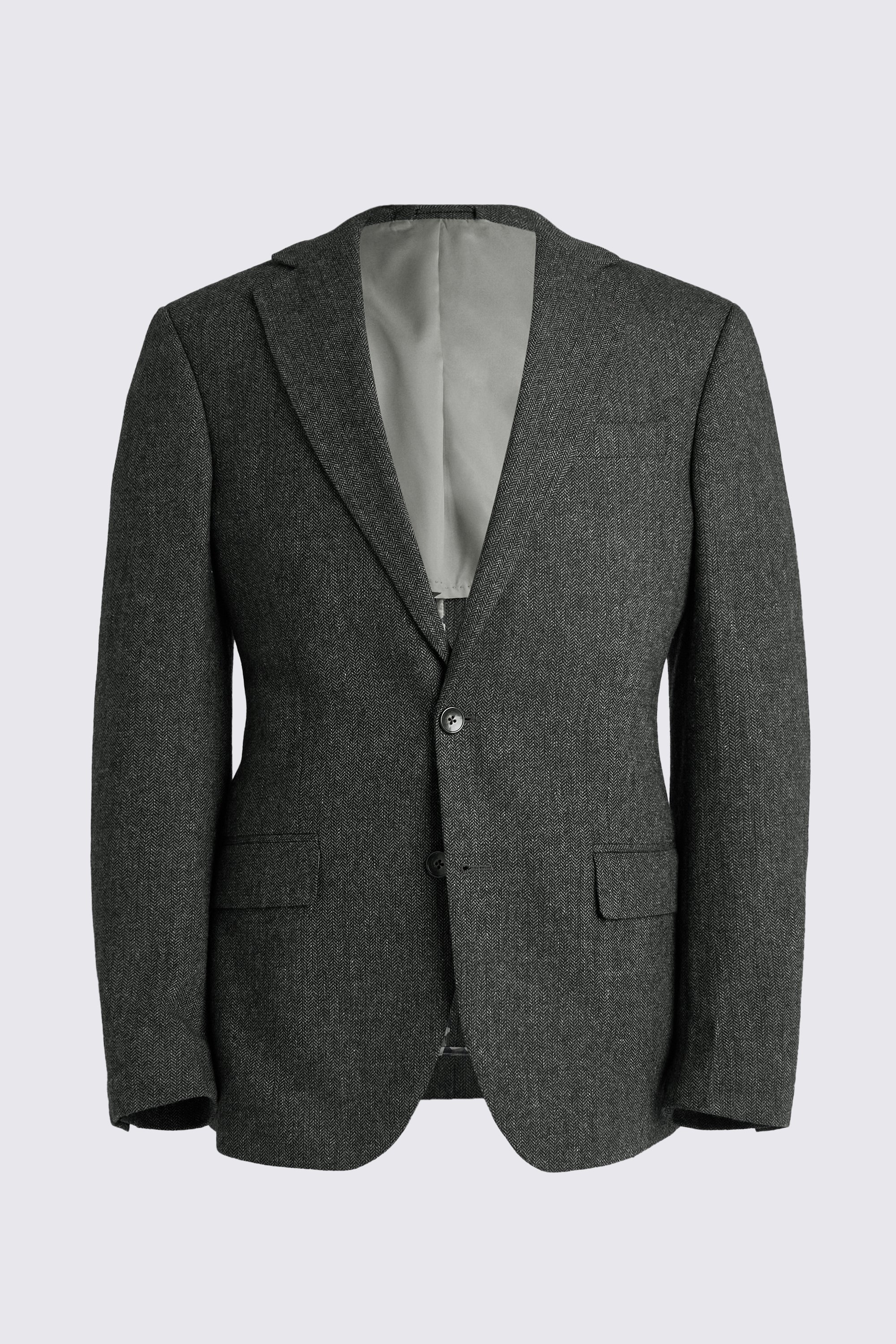 Tailored Fit Olive Herringbone Jacket | Buy Online at Moss
