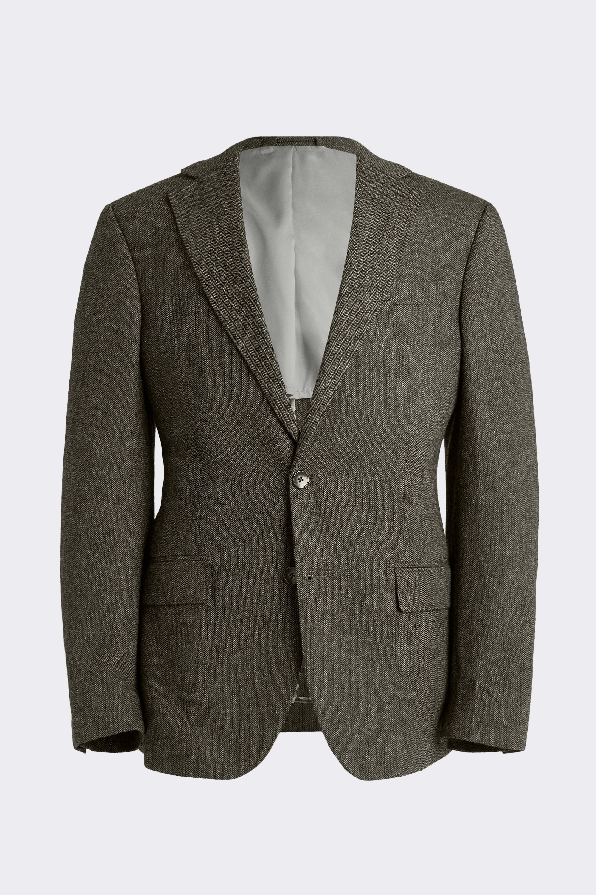 Tailored Fit Olive Herringbone Jacket | Buy Online at Moss