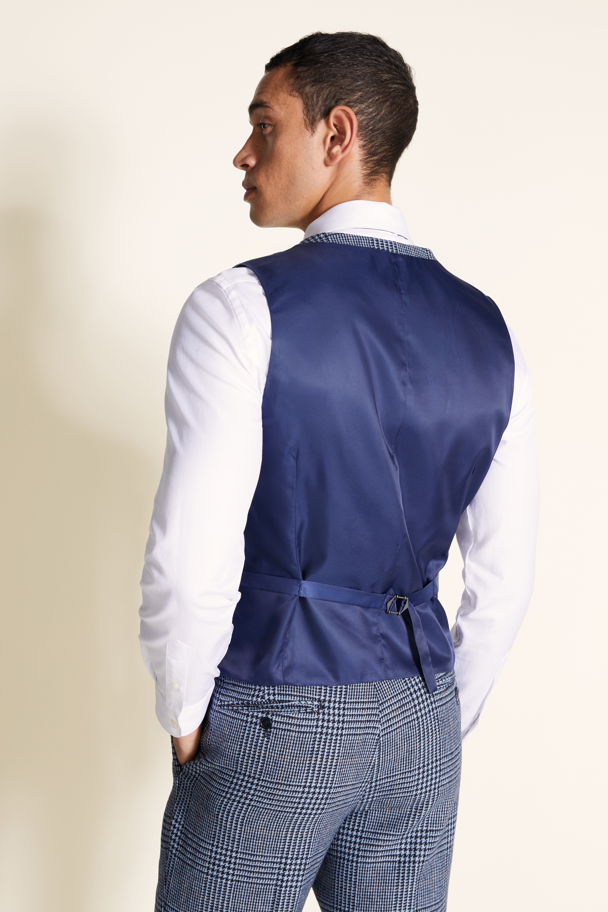 Tailored Fit Light Blue Tweed Waistcoat