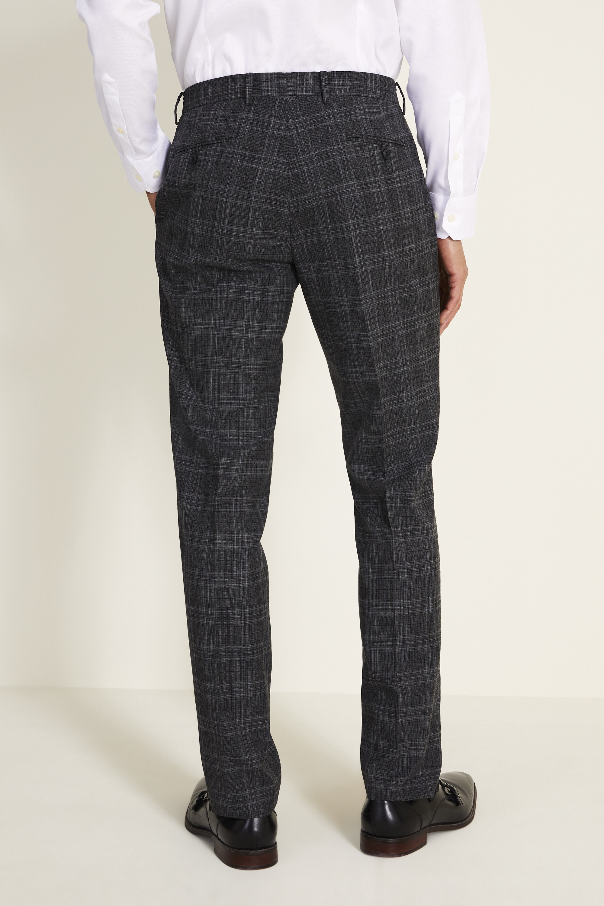 Tailored Fit Charcoal Check Trouser | Buy Online at Moss