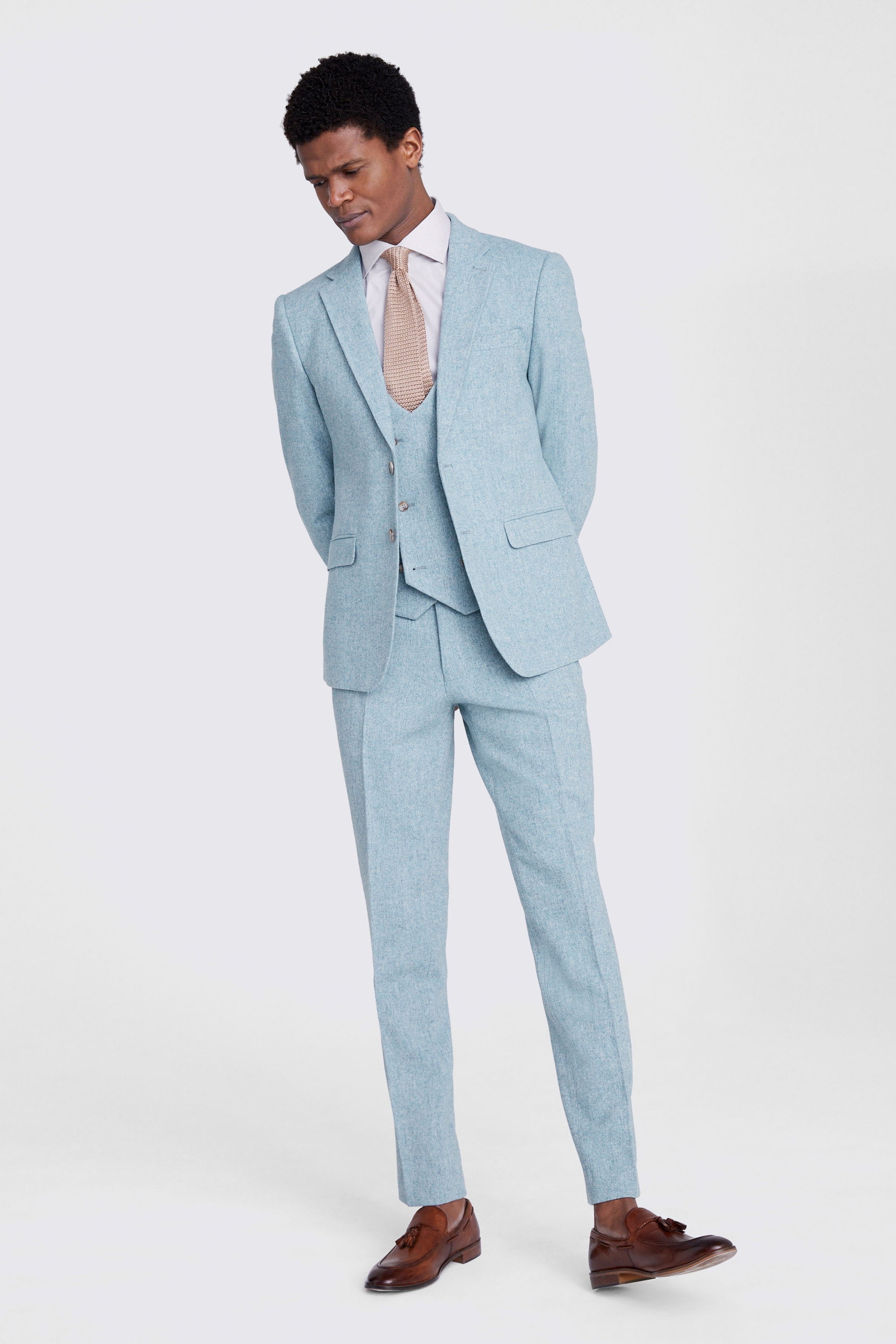 Slim Fit Aqua Donegal Jacket