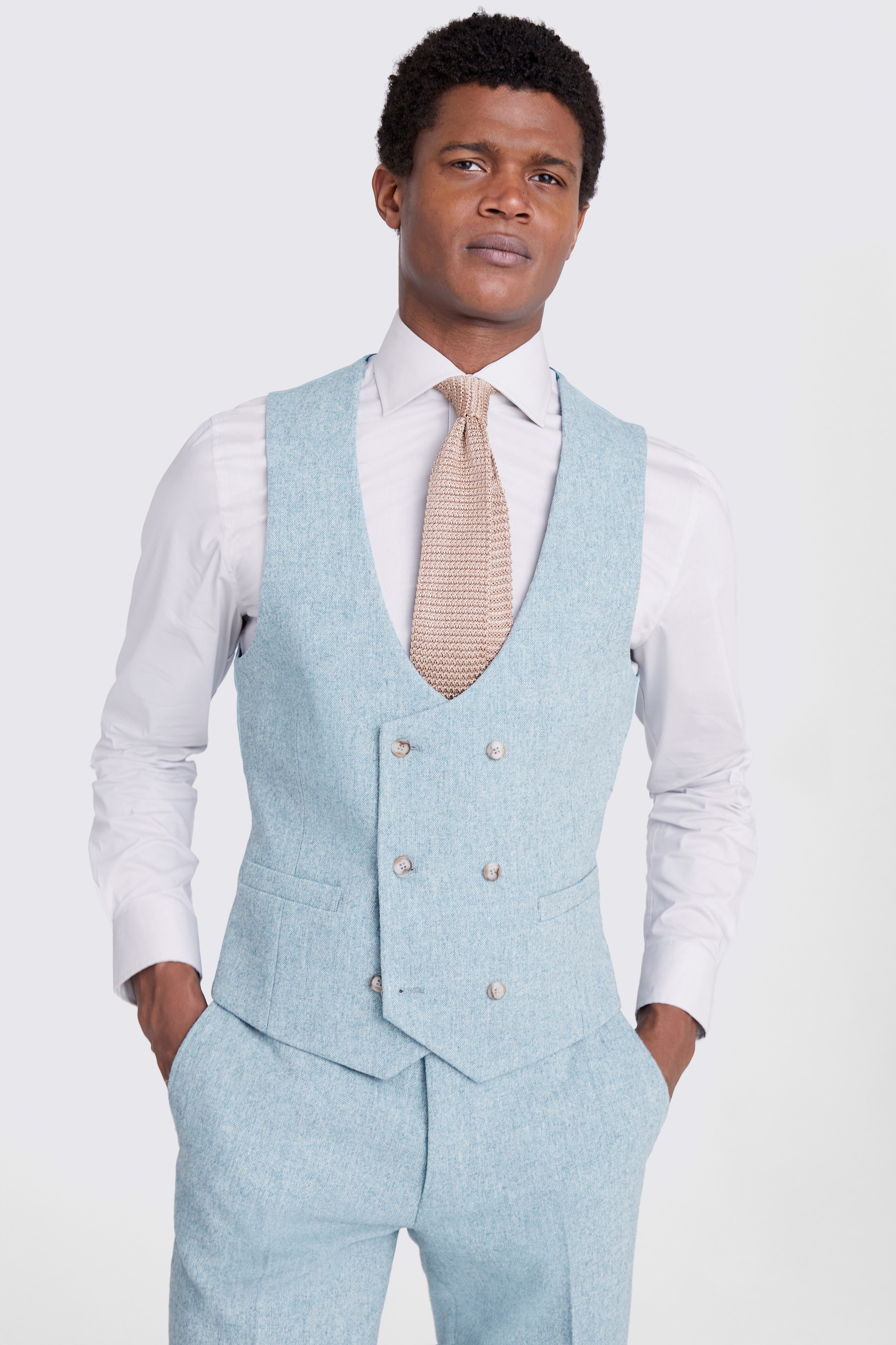 Slim Fit Aqua Donegal Jacket