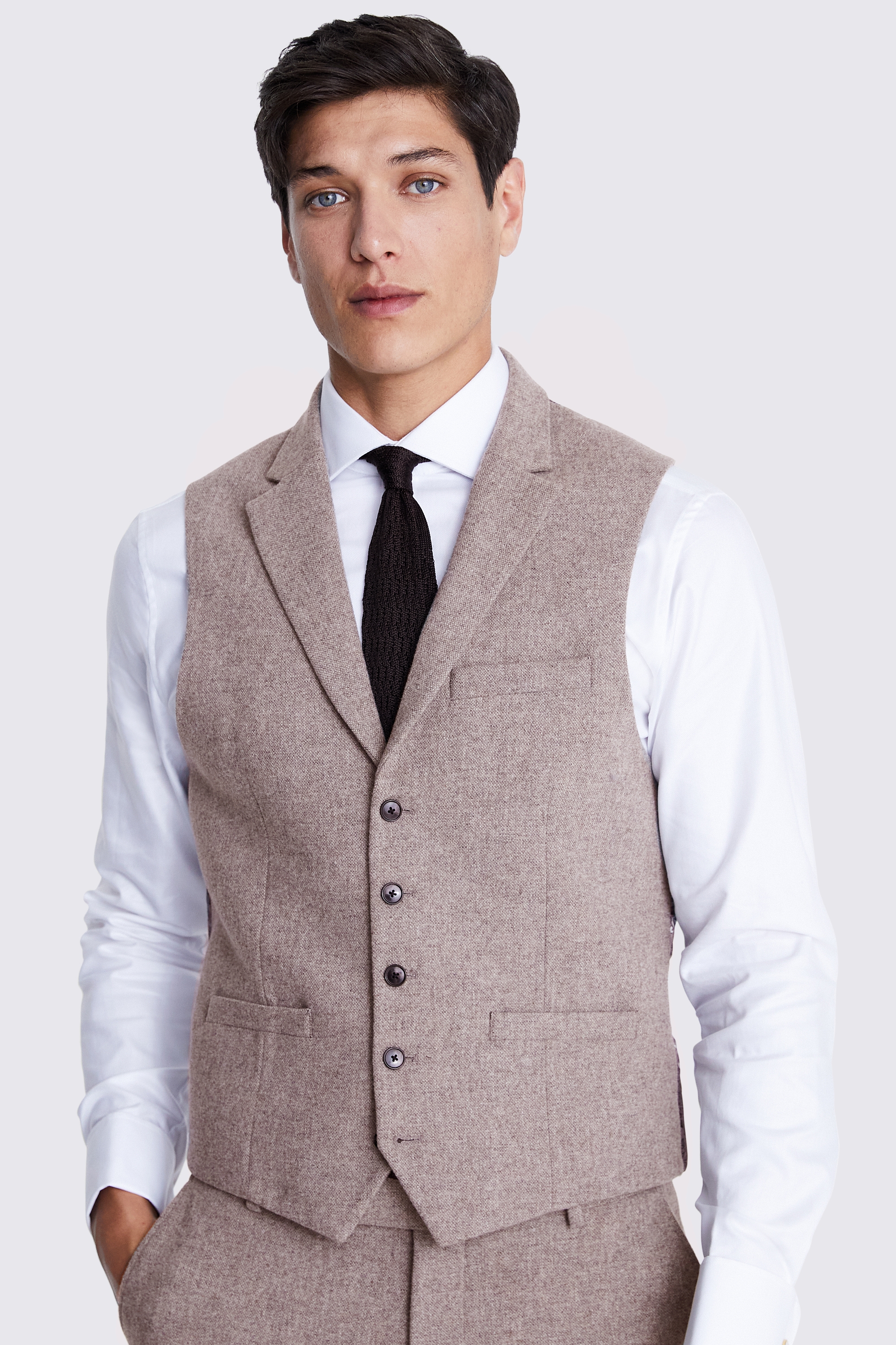 Slim Fit Stone Donegal Waistcoat | Buy Online at Moss