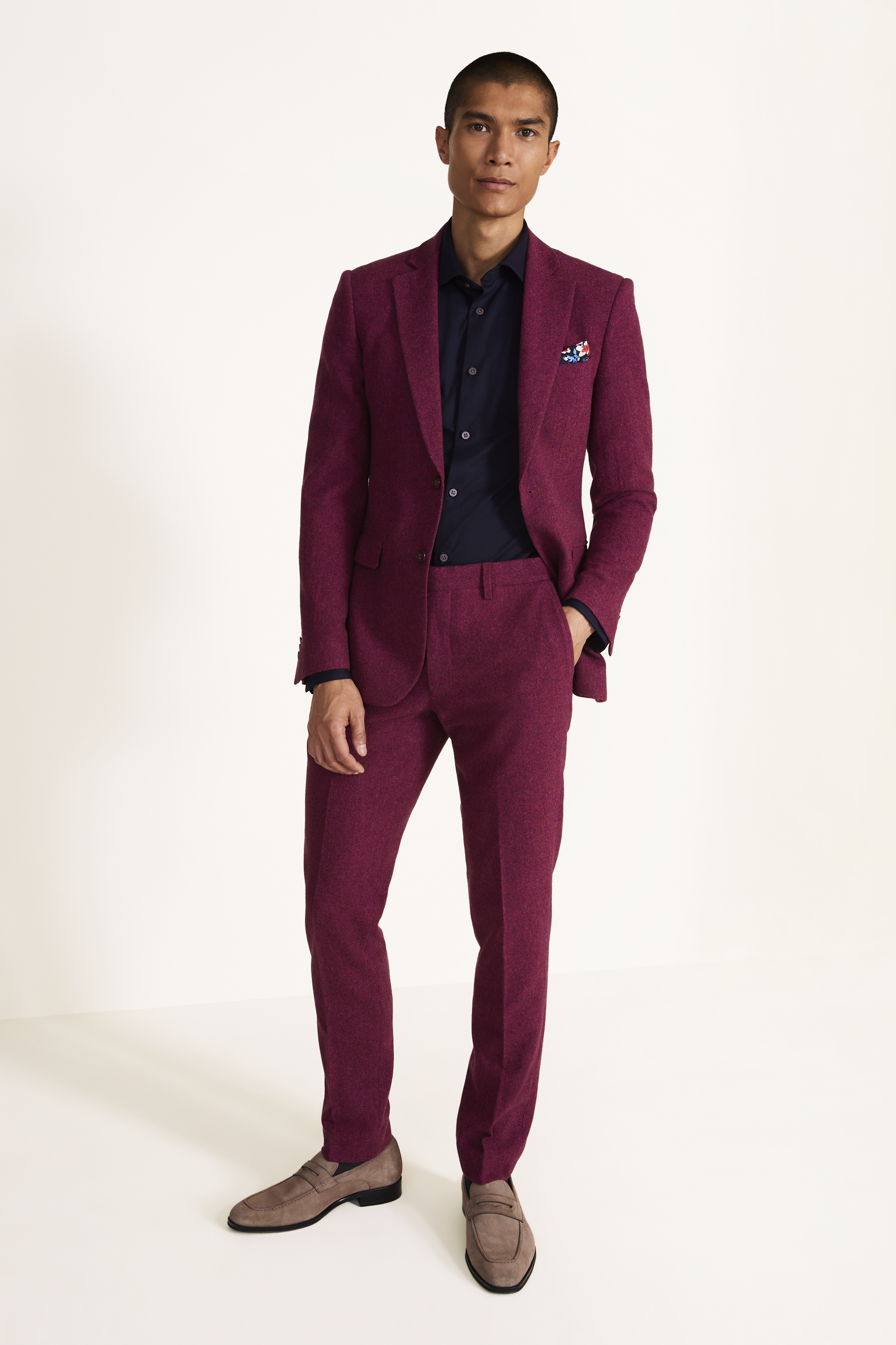 Slim Fit Fuchsia Donegal Tweed Jacket | Buy Online at Moss