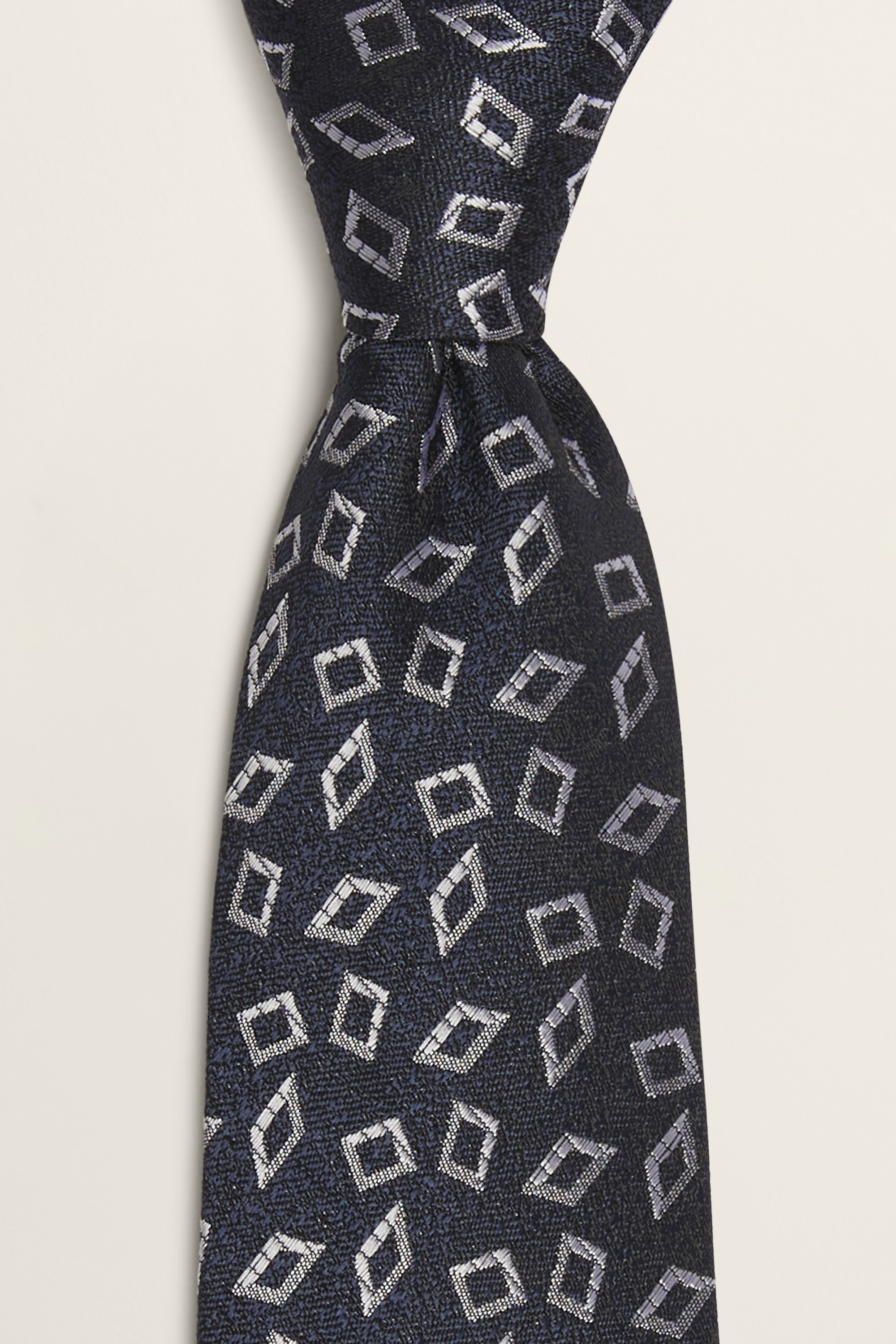 Navy with Silver Diamond Geo Tie