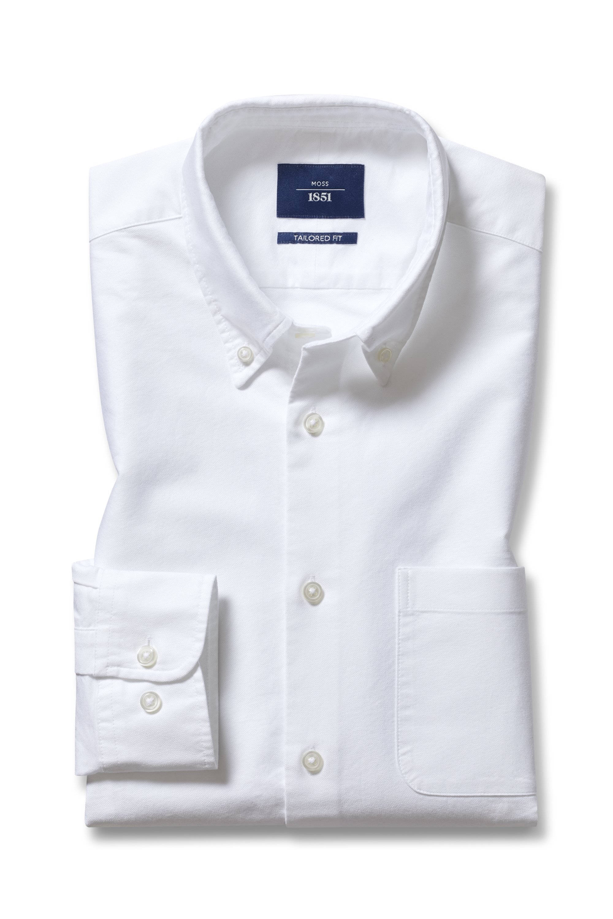 Tailored Fit White Oxford Button Down Collar | Buy Online at Moss