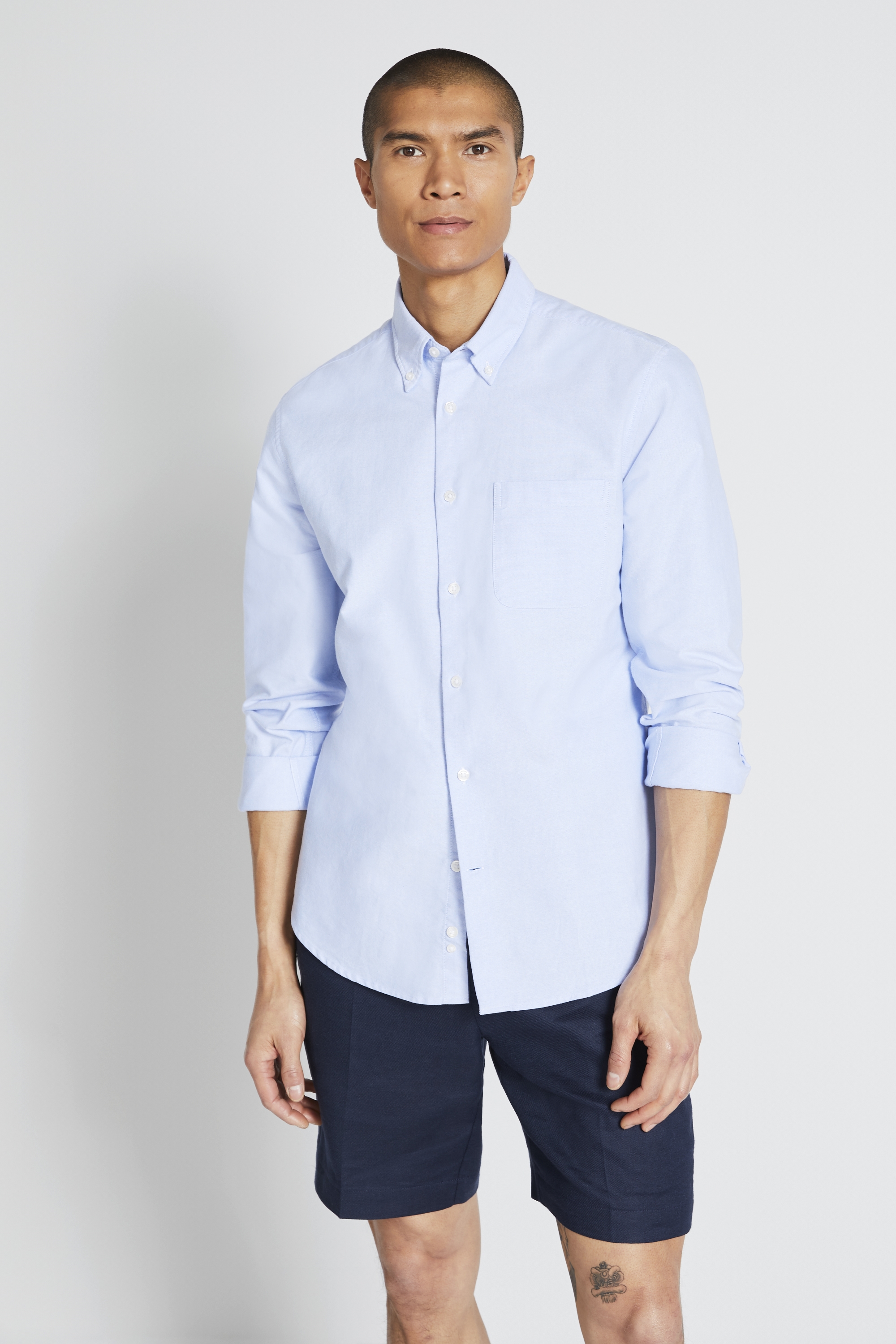 Tailored Fit Blue Oxford Button Down Collar