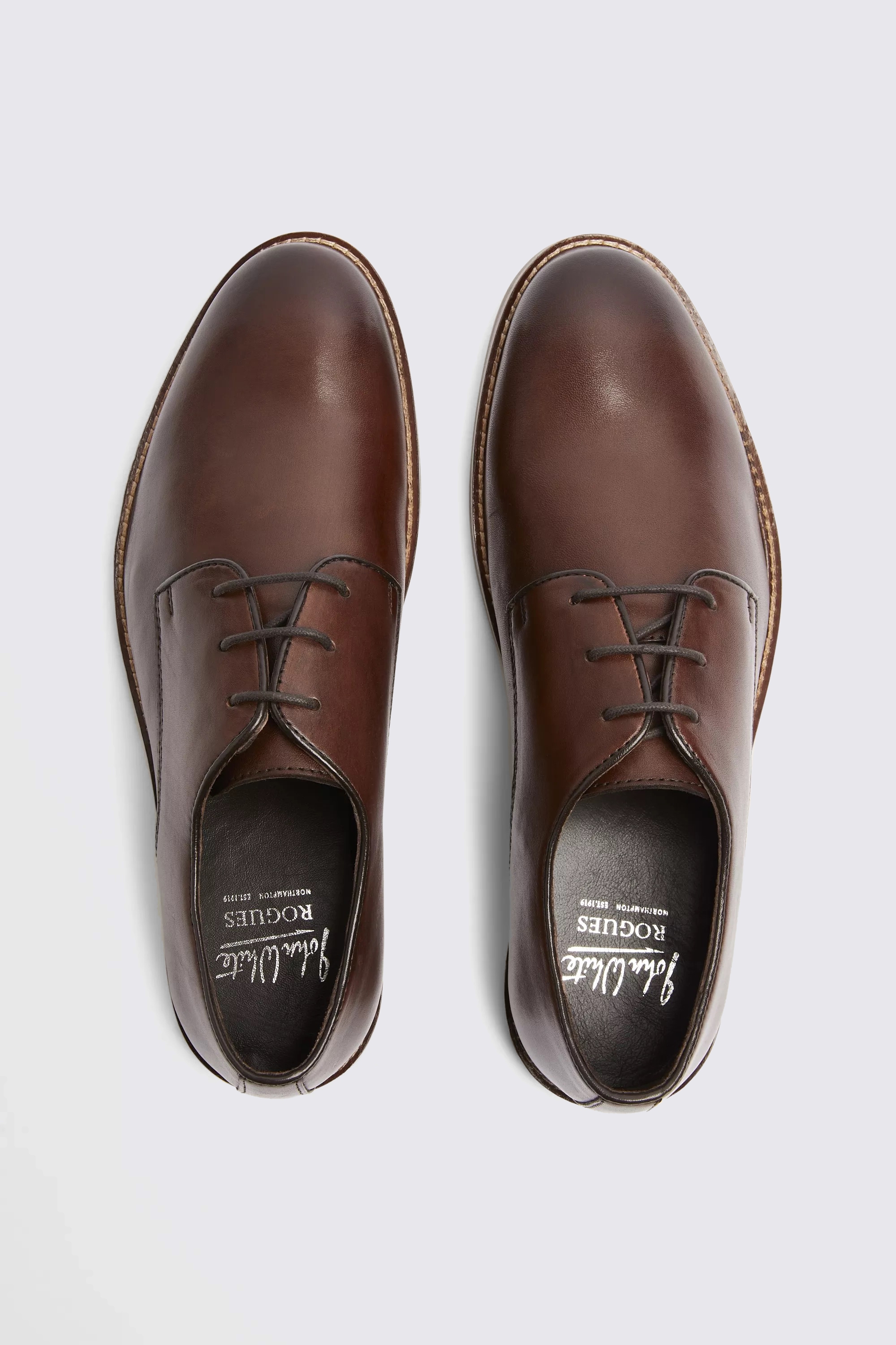 John White Carter Rogue Brown Plain Derby Shoes | Buy Online at Moss