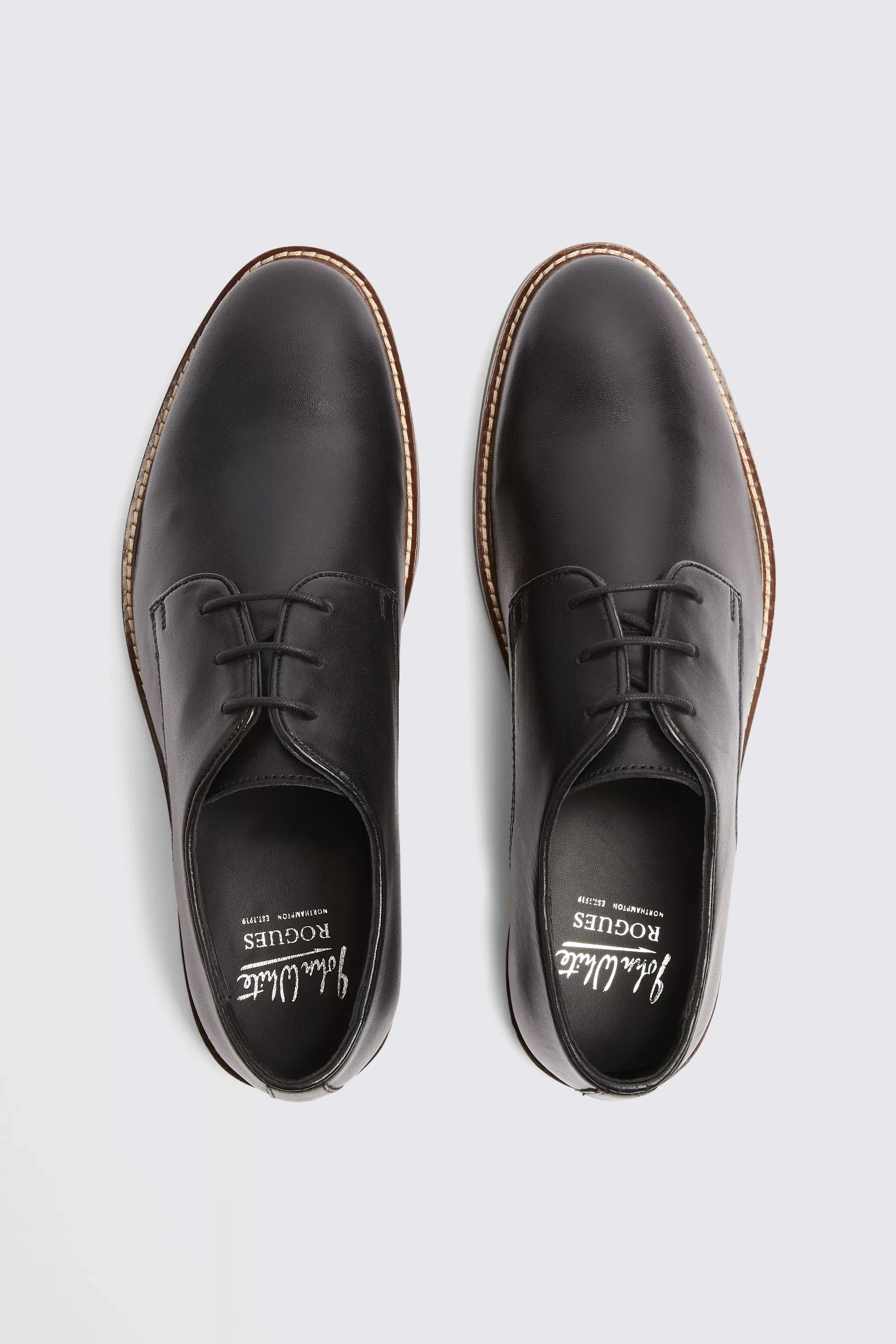 John White Carter Rogue Black Plain Derby Shoes | Buy Online at Moss