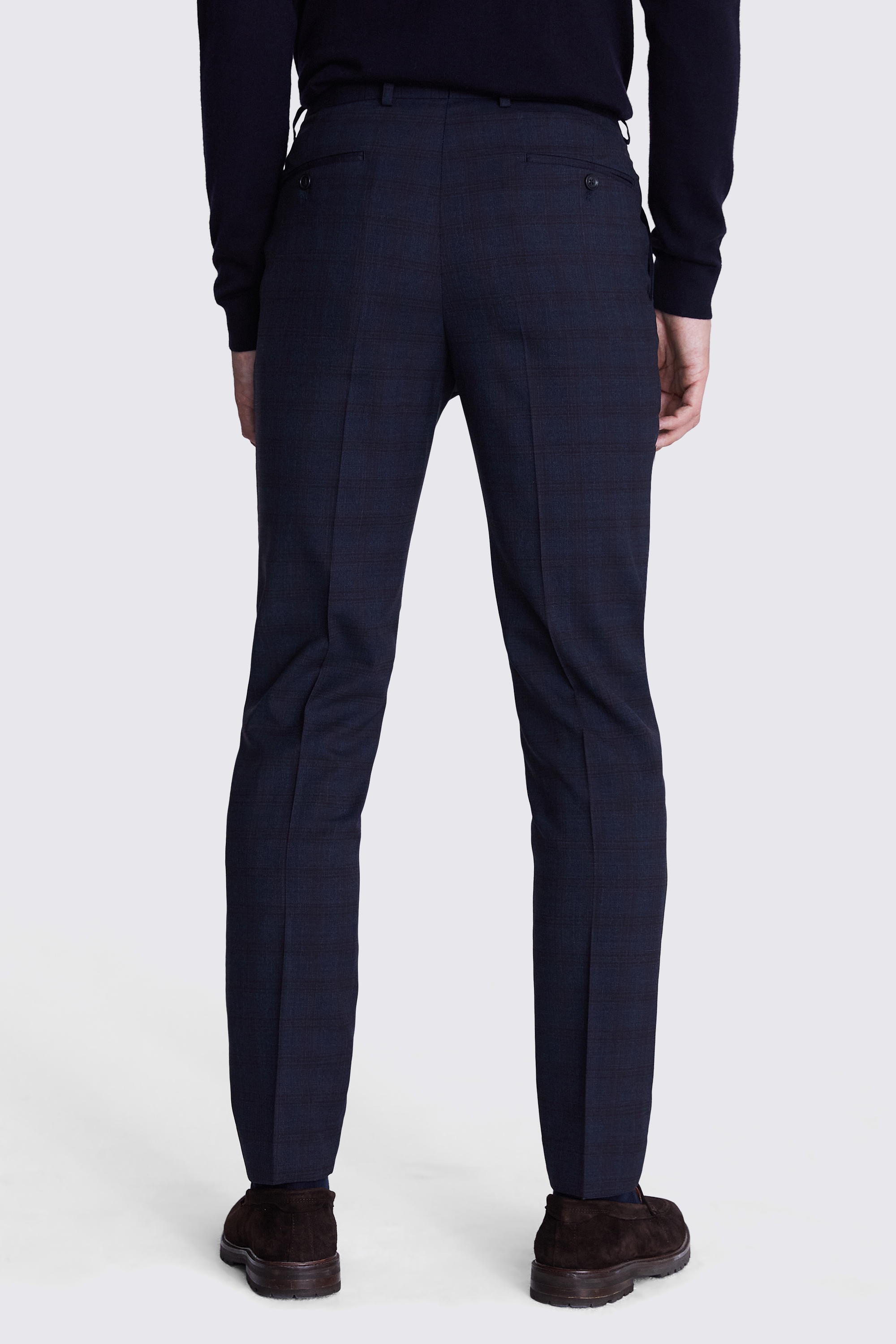 Tailored Fit Navy Check Trousers | Buy Online at Moss