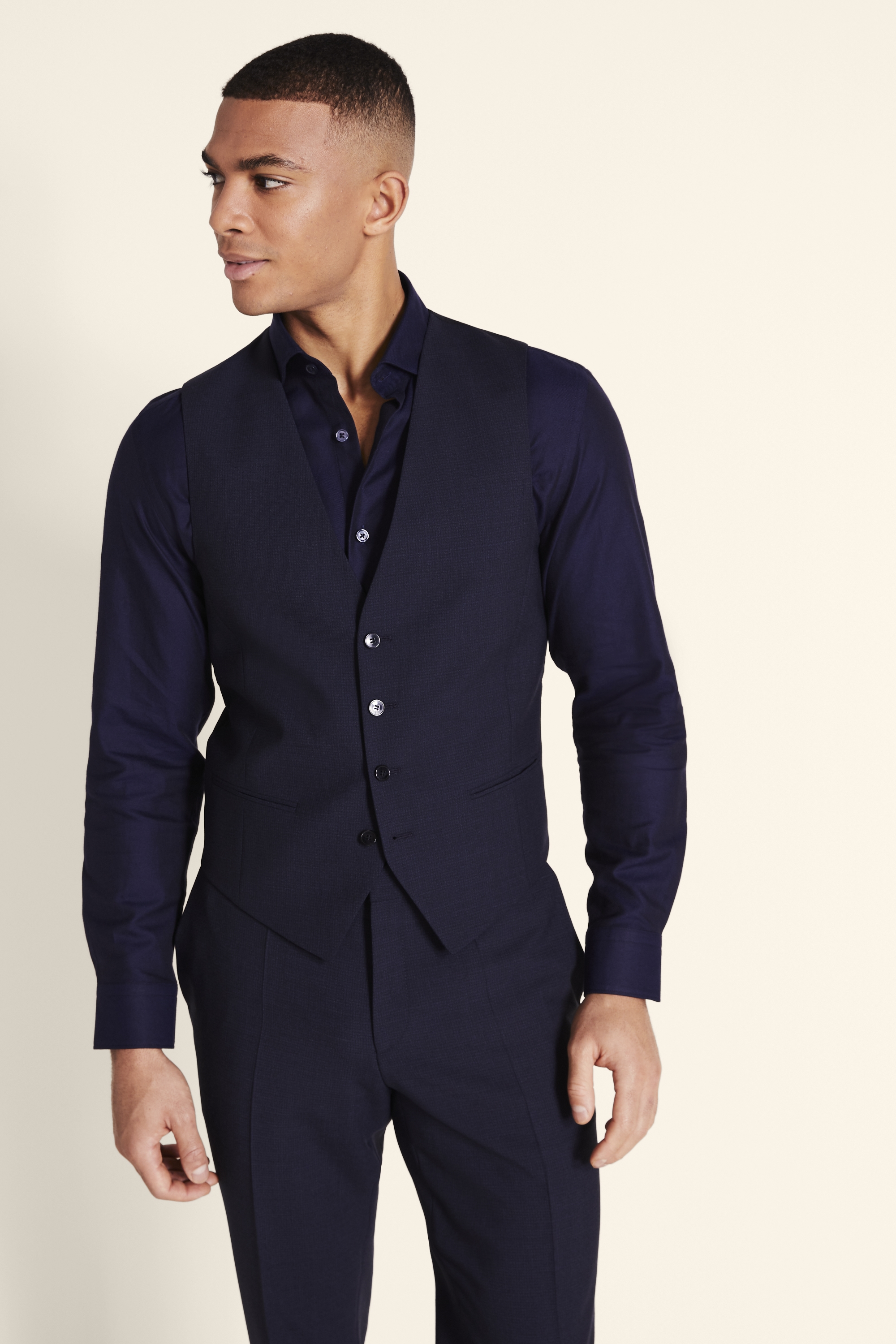 moss bros navy suit