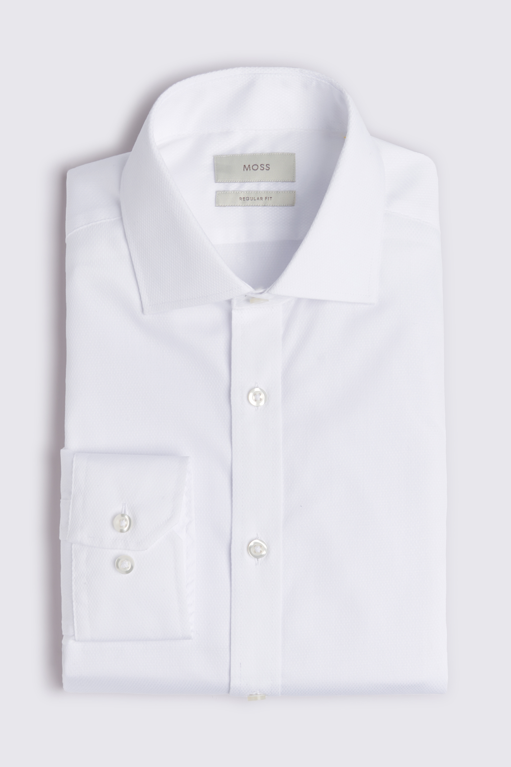 Regular Fit White Dobby Shirt | Buy Online at Moss