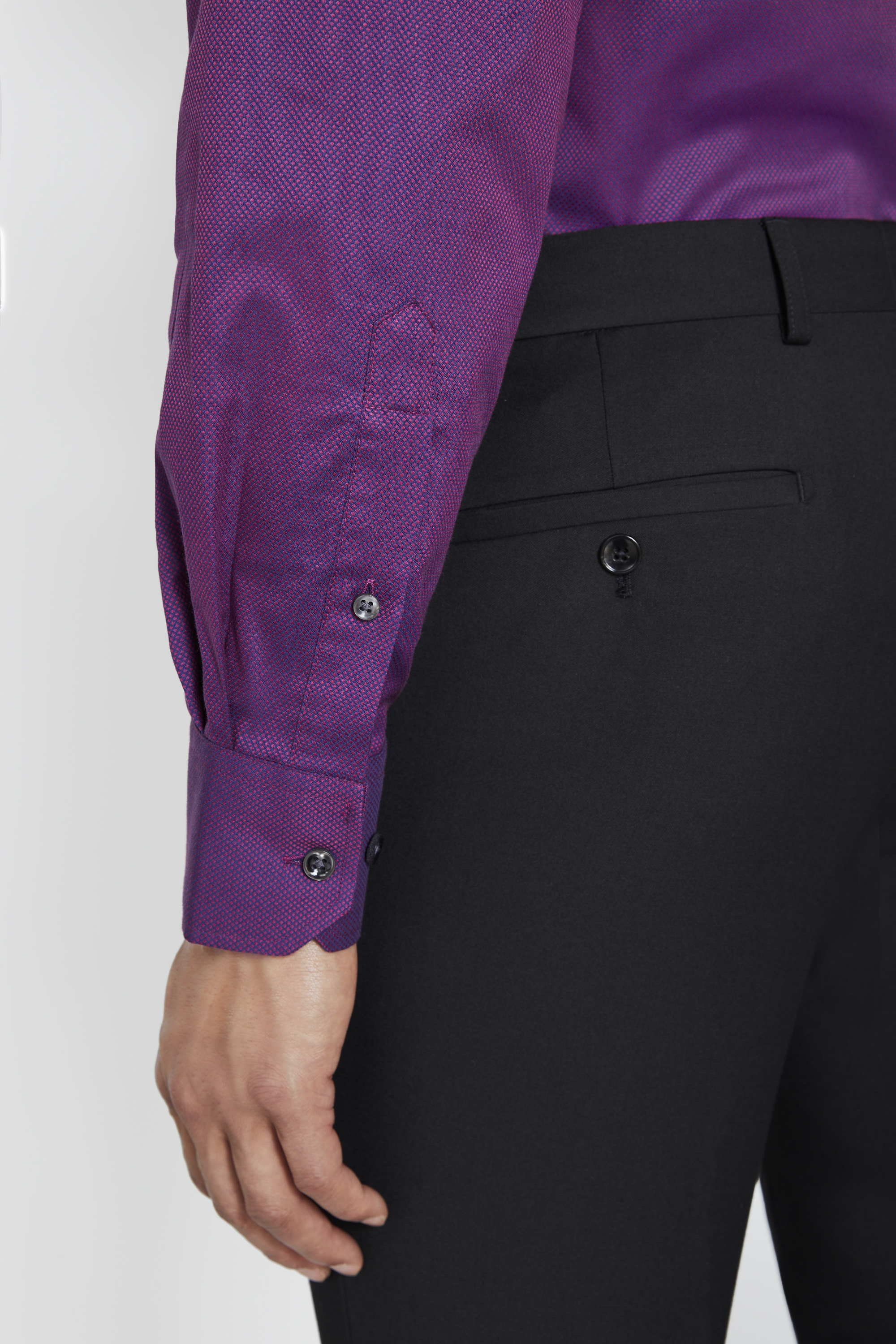 Regular Fit Single Cuff Berry Dobby Shirt