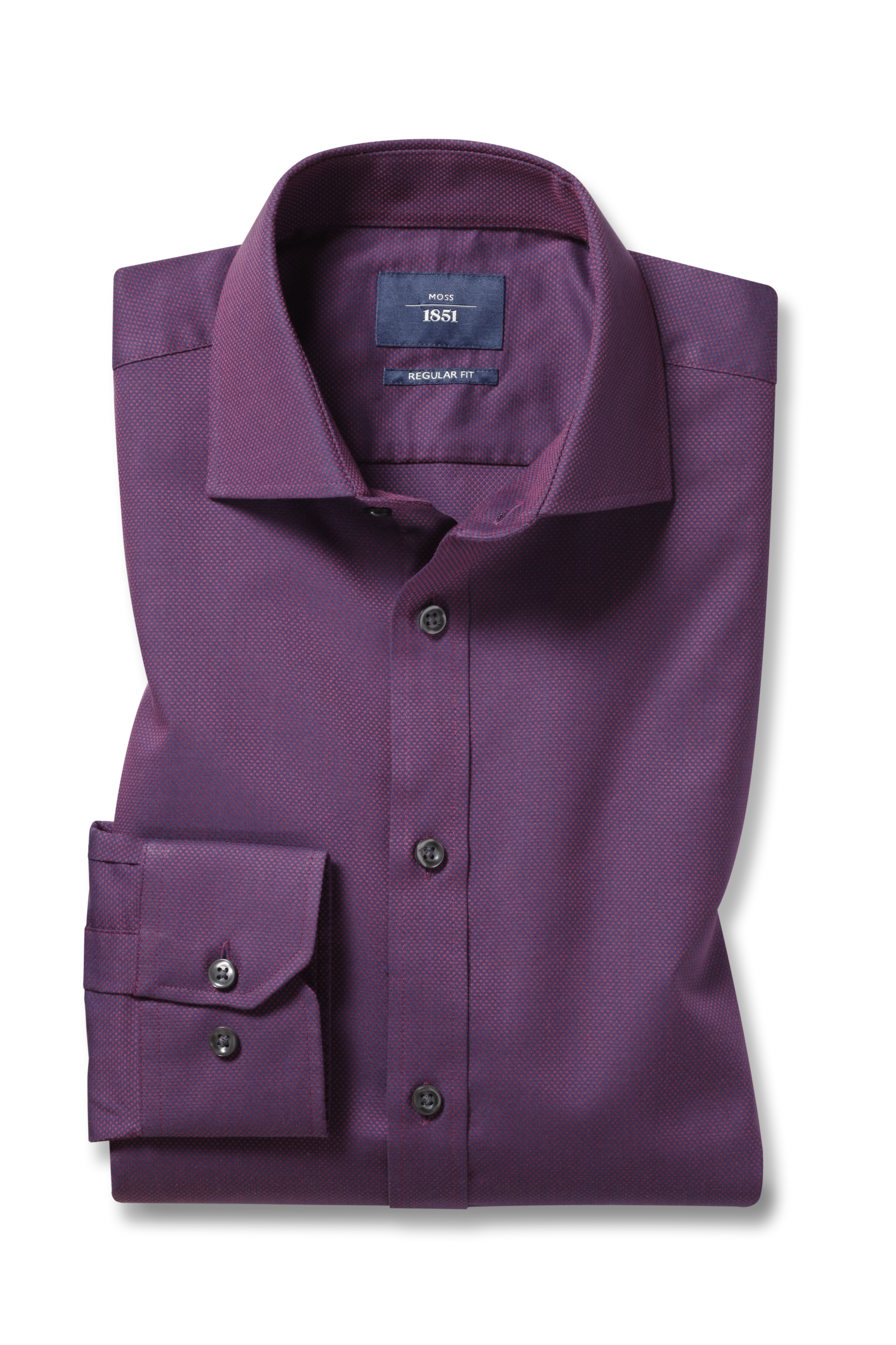 Regular Fit Single Cuff Berry Dobby Shirt