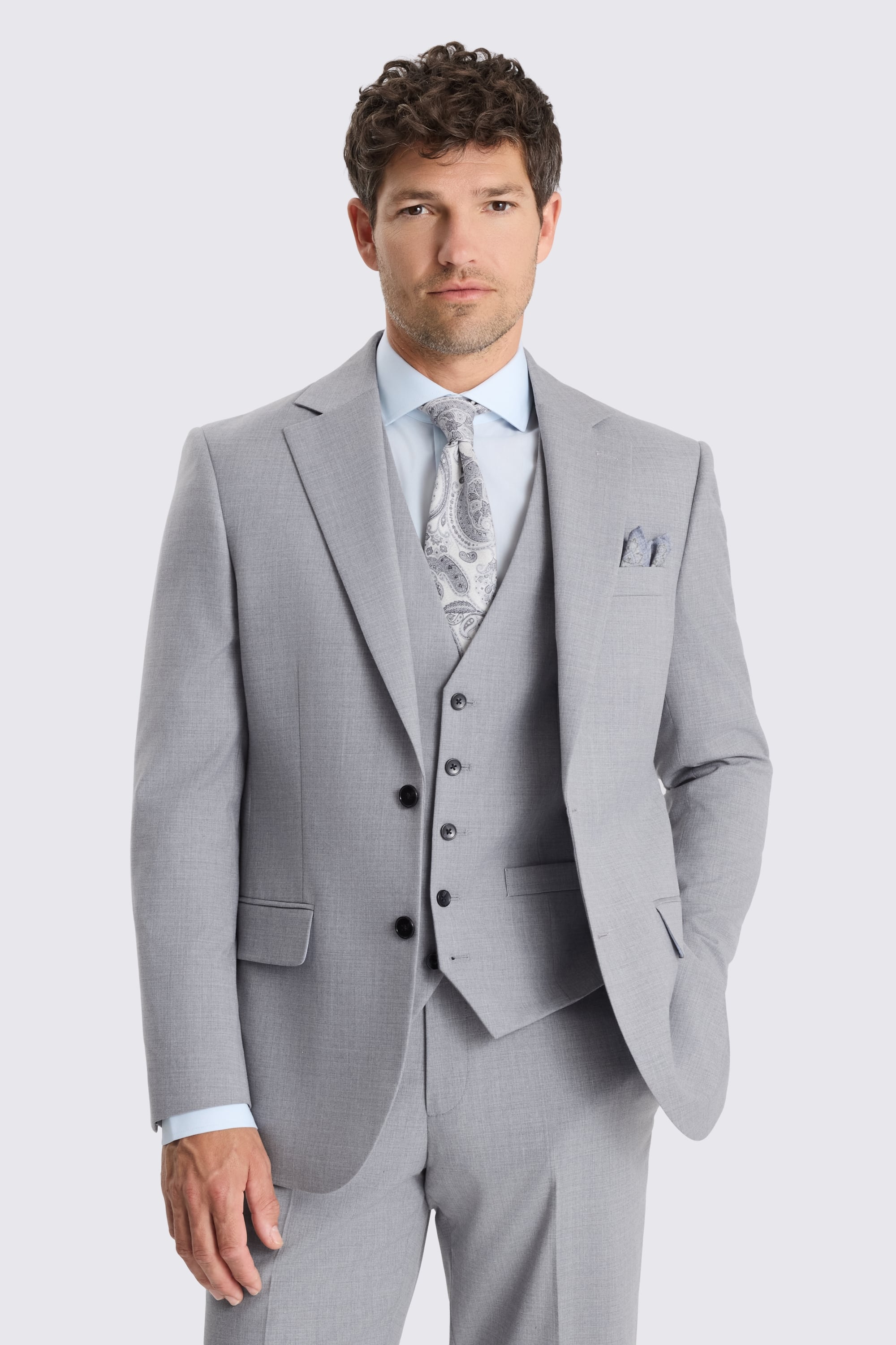 Regular Fit Grey Stretch Suit
