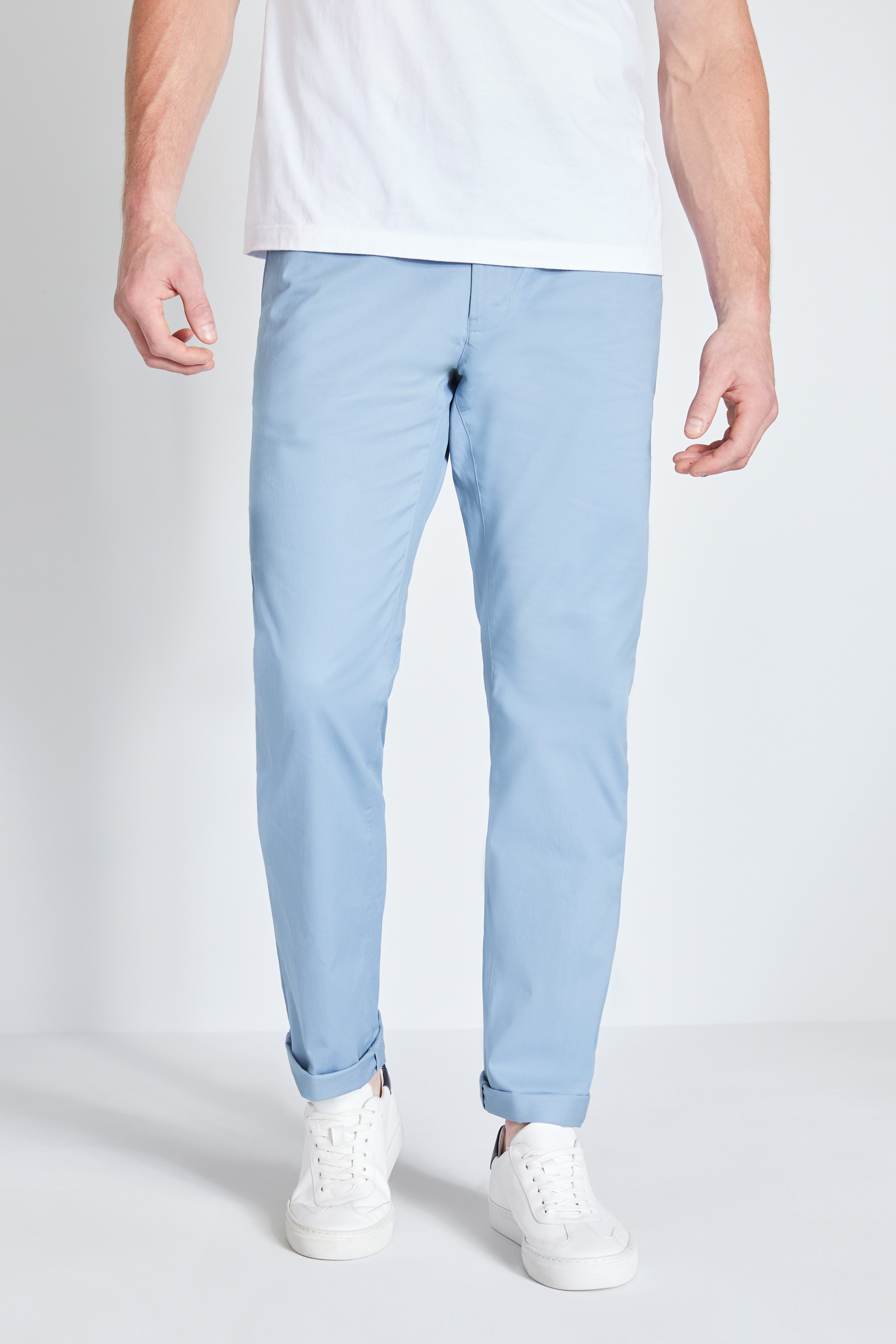 Tailored Fit Light Blue Stretch Chinos