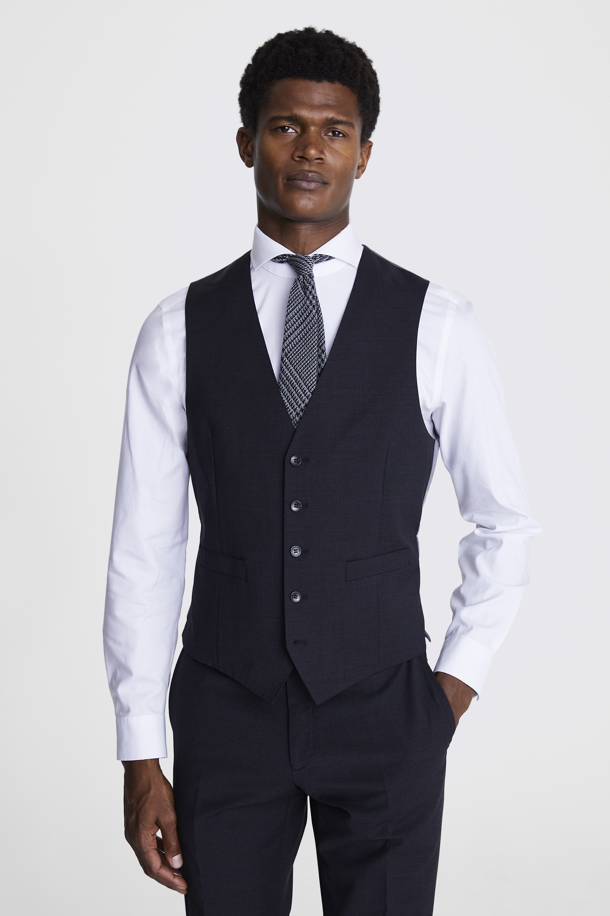 Tailored Fit Charcoal Performance Waistcoat | Buy Online at Moss