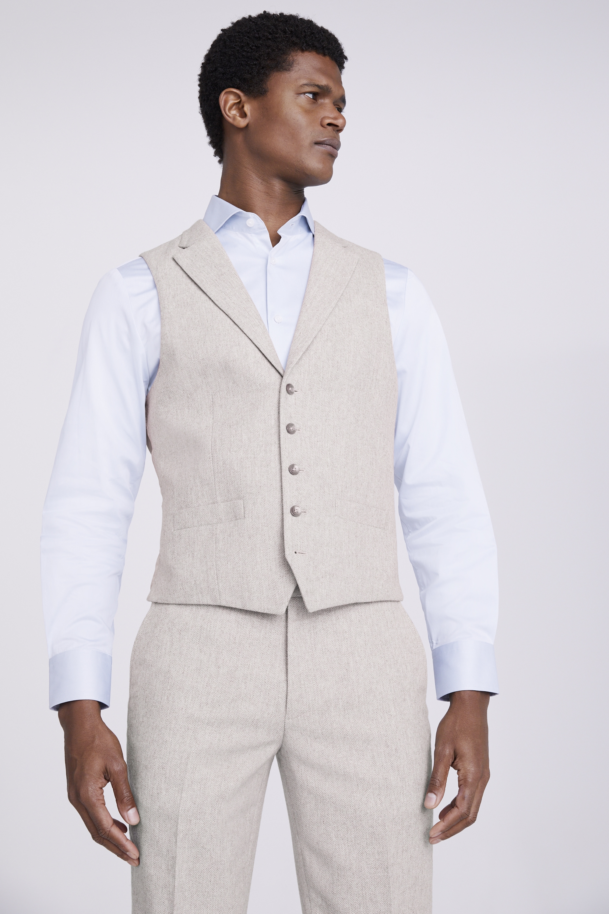Tailored Fit Light Grey Herringbone Jacket | Buy Online at Moss