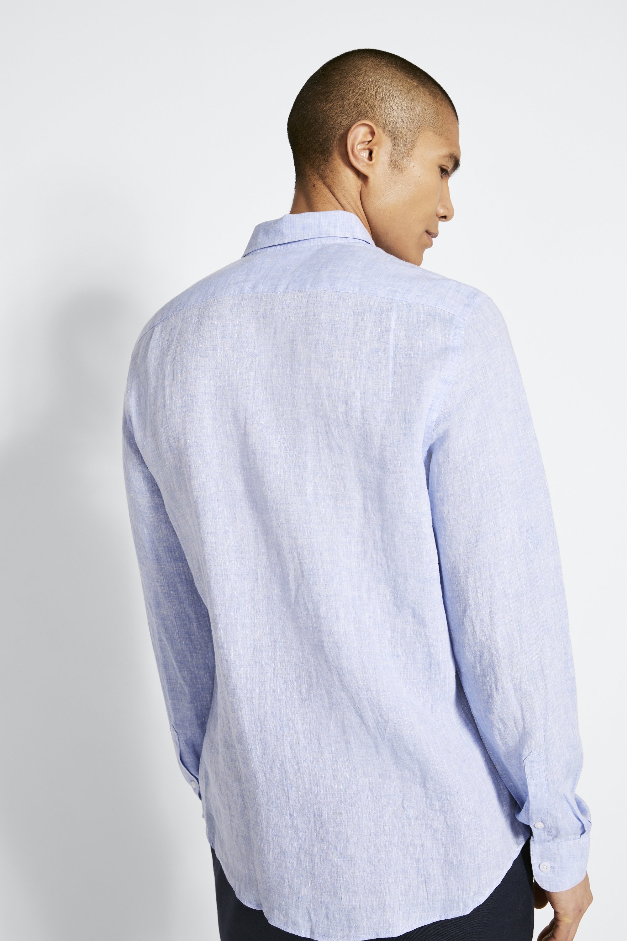 Tailored Fit Sky Long Sleeve Linen Shirt