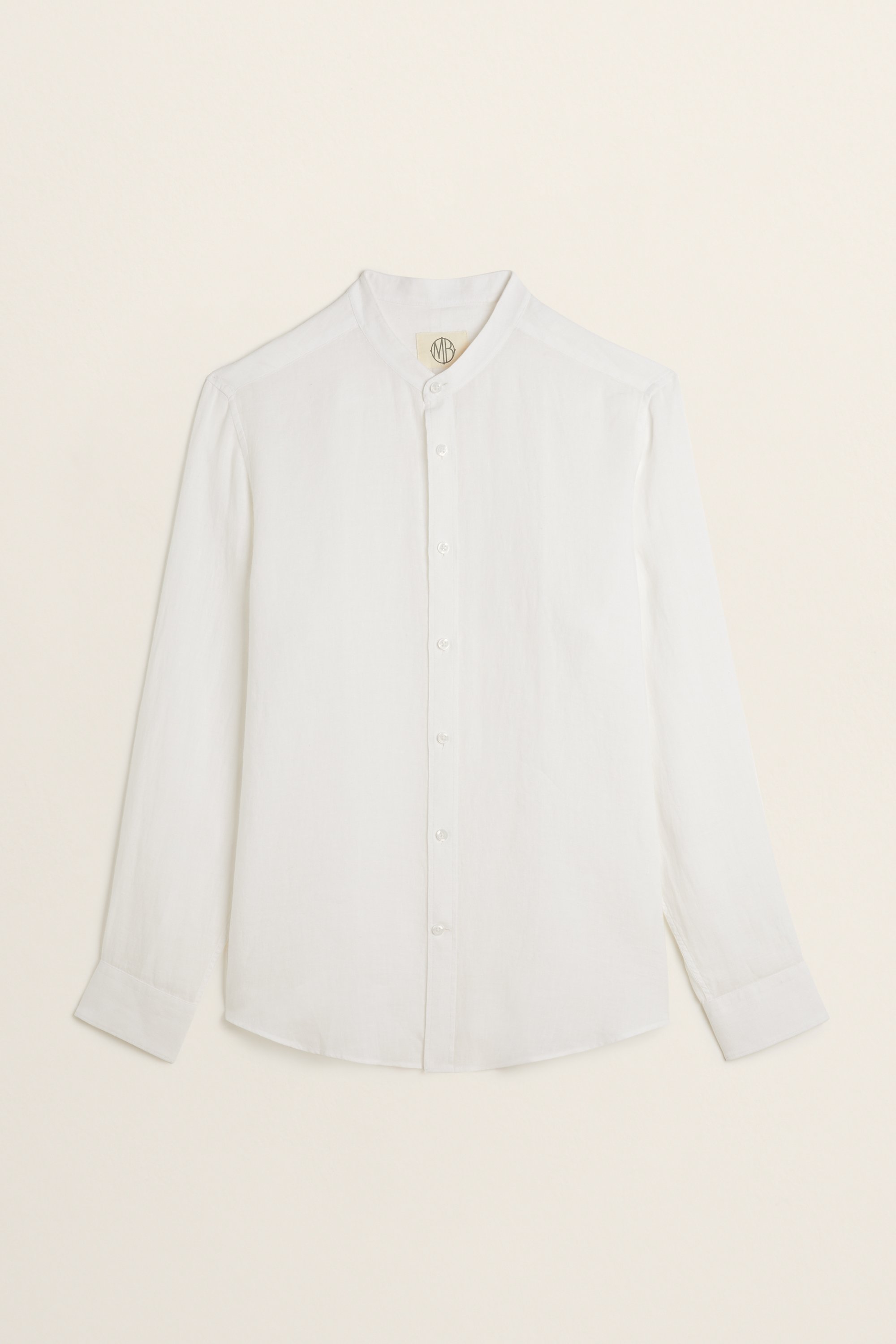 Tailored Fit White Grandad Collar Shirt