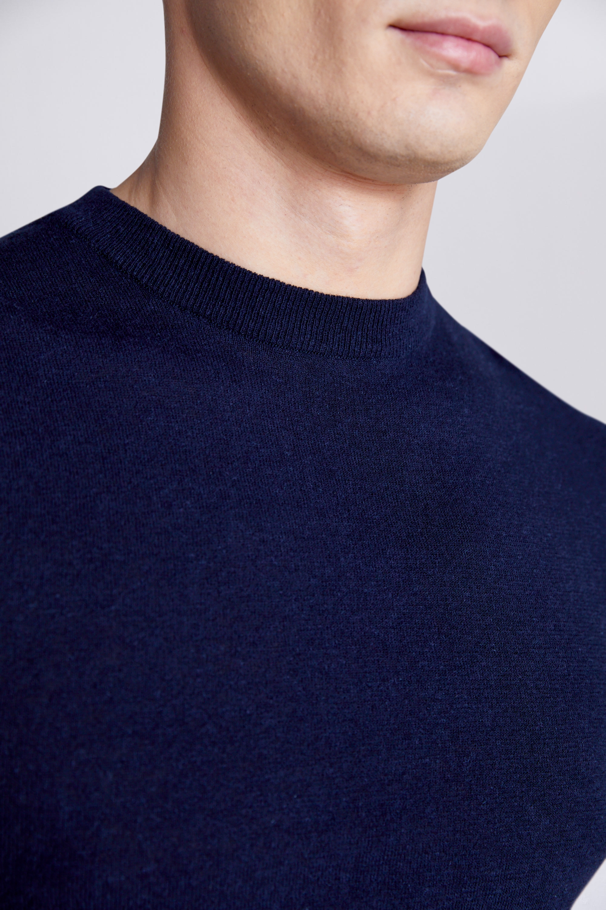 Linen Blend Navy T-shirt | Buy Online at Moss